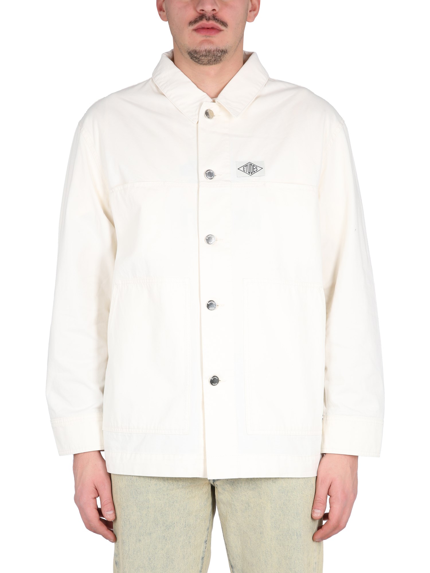 Shop Etudes Studio Cotton Shirt Jacket In White
