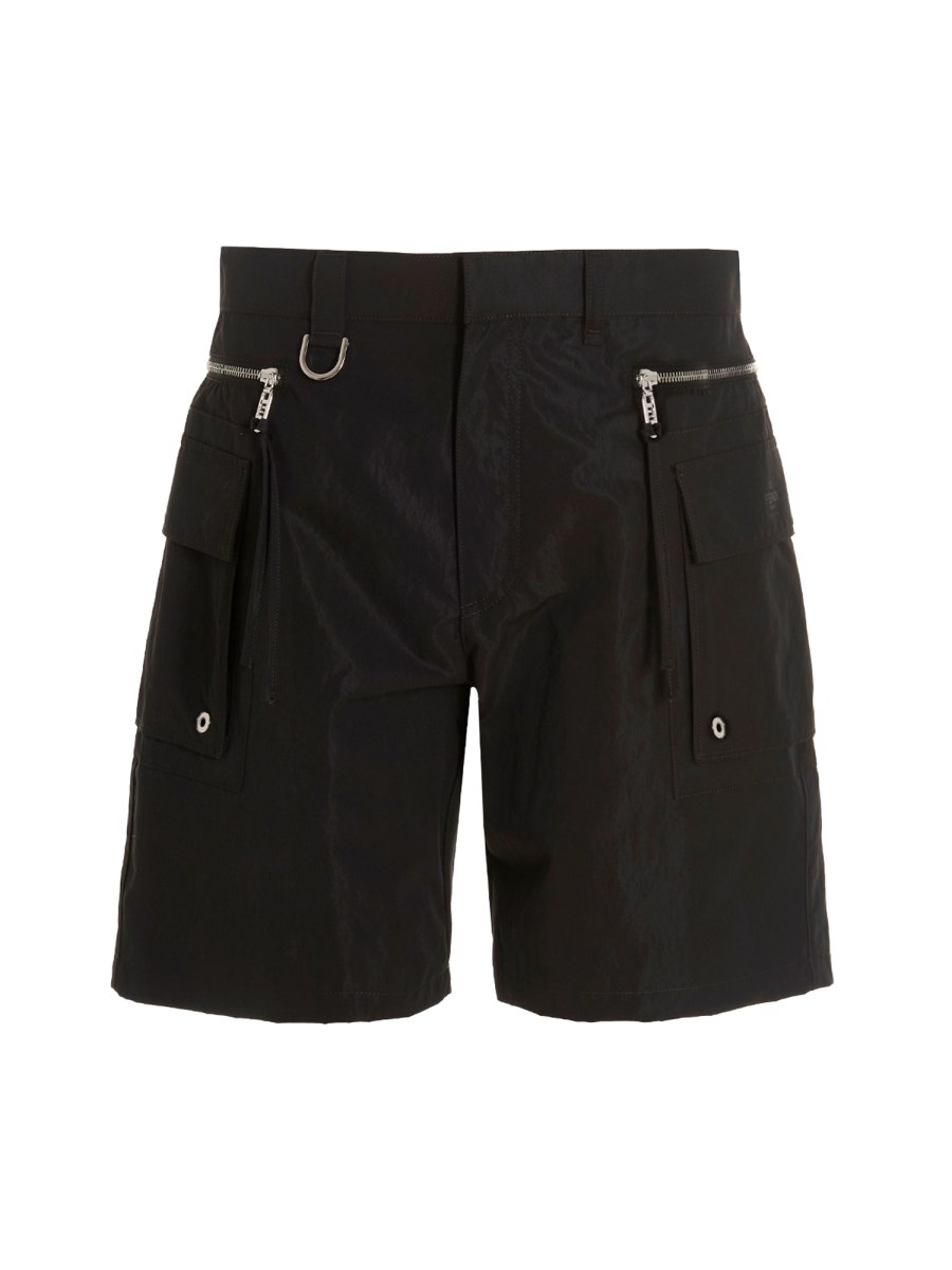 FENDI - COTTON PIQUE BERMUDA SHORTS WITH FLOCKED FF PATTERN - Eleonora  Bonucci