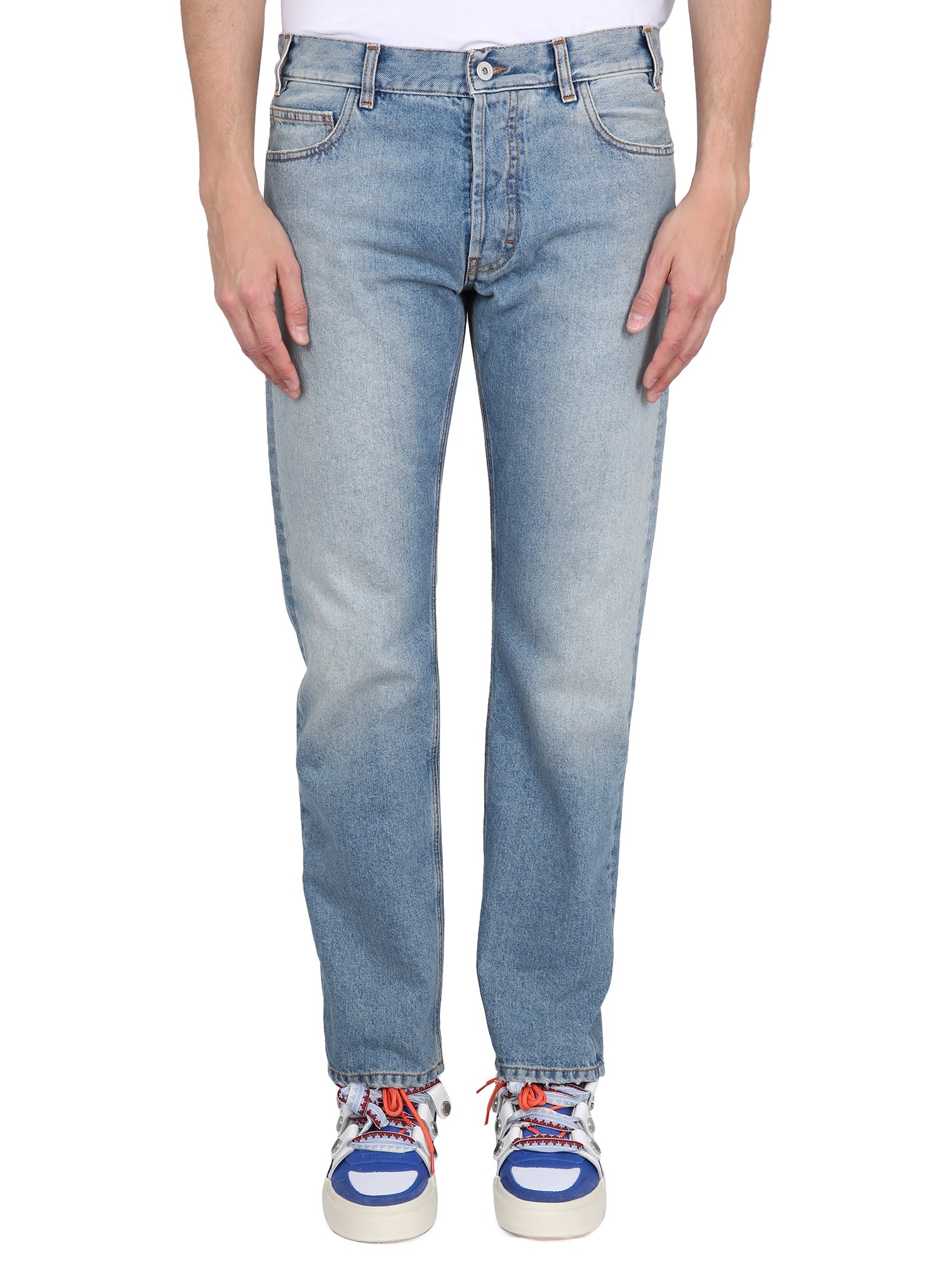 Shop Marcelo Burlon County Of Milan Slim Fit Jeans In Blue