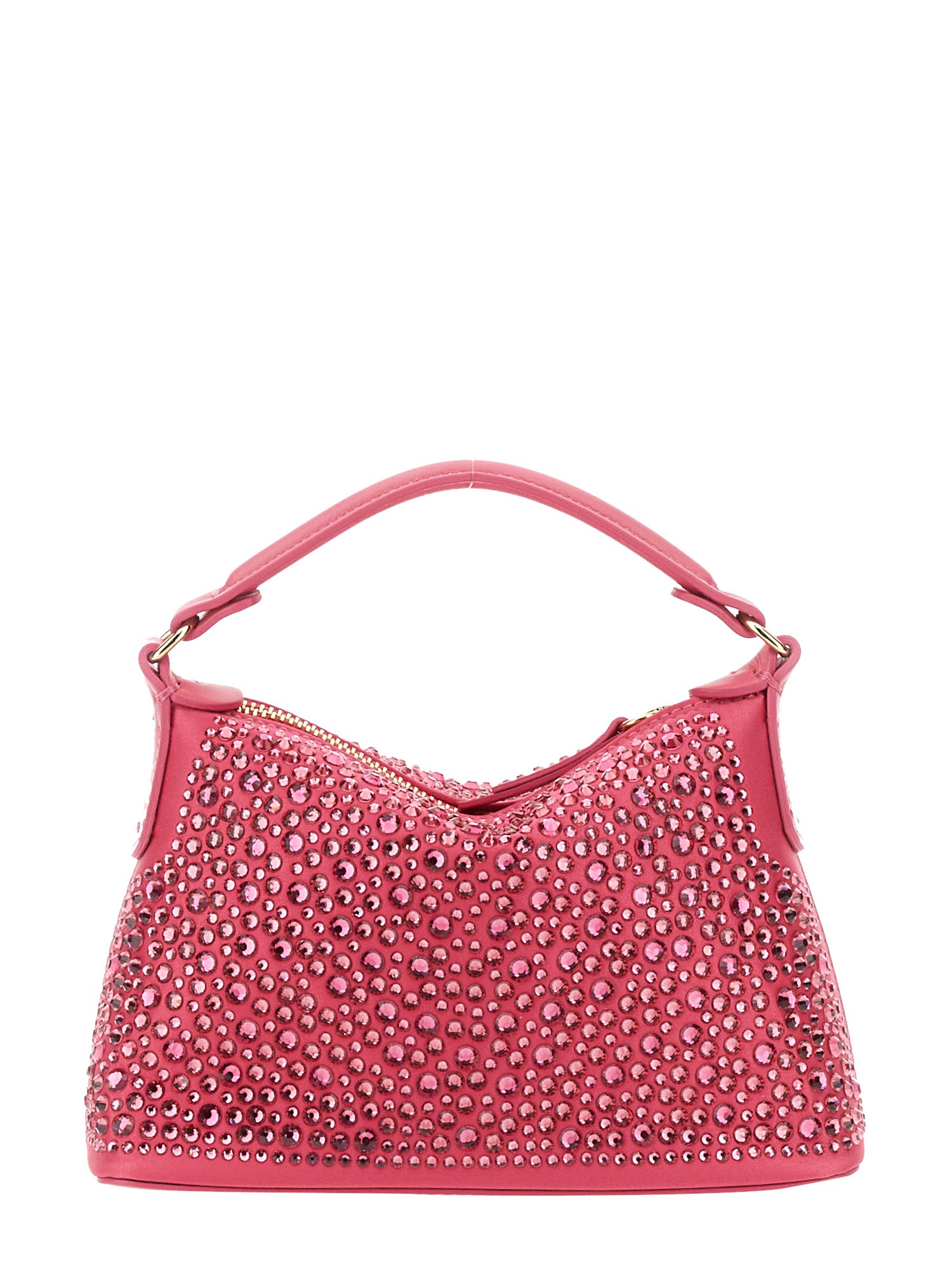 Shop Leonie Hanne X Liu Jo Mini Hobo Bag With Rhinestones In Fuchsia