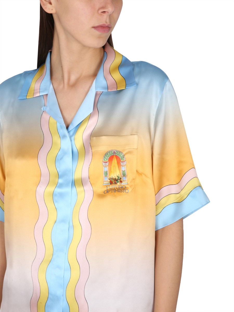 CASABLANCA - SILK SATIN PING PONG MONOGRAM PRINT SHIRT - Eleonora Bonucci