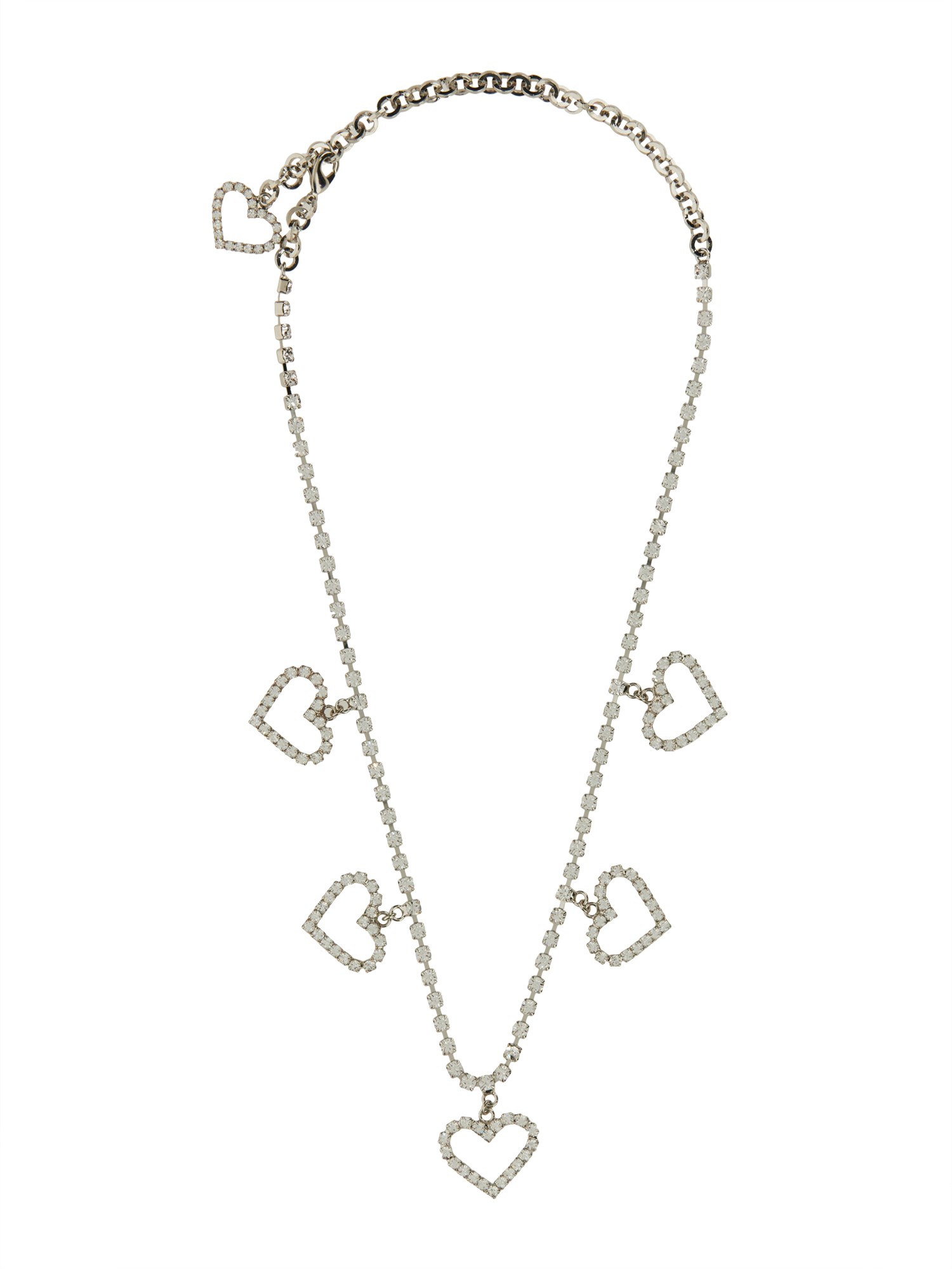 alessandra rich crystal necklace with heart pendants