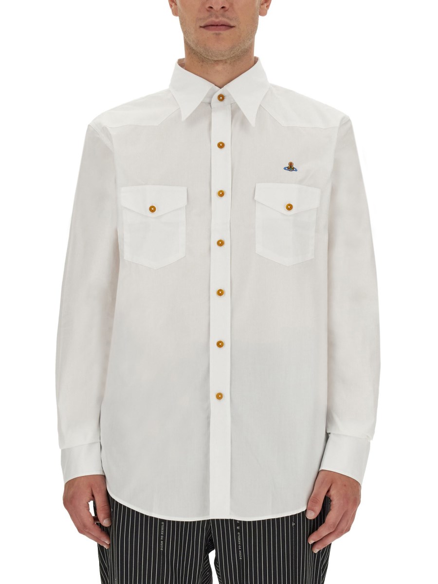 VIVIENNE WESTWOOD CAMICIA IN COTONE CON LOGO ORB