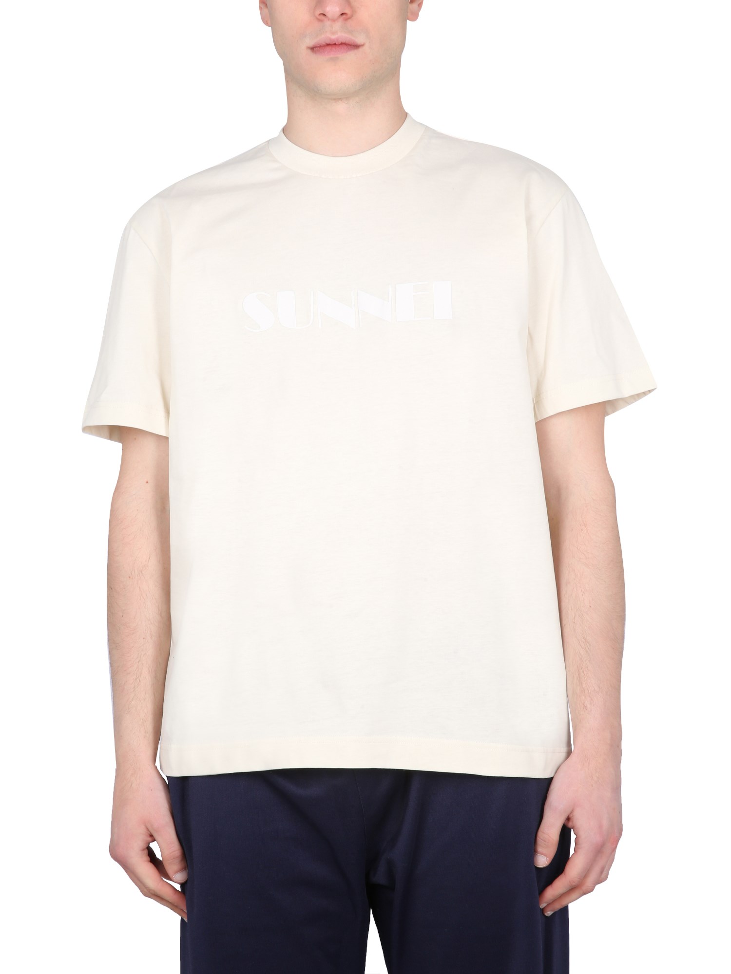 Shop Sunnei T-shirt With Logo In Beige