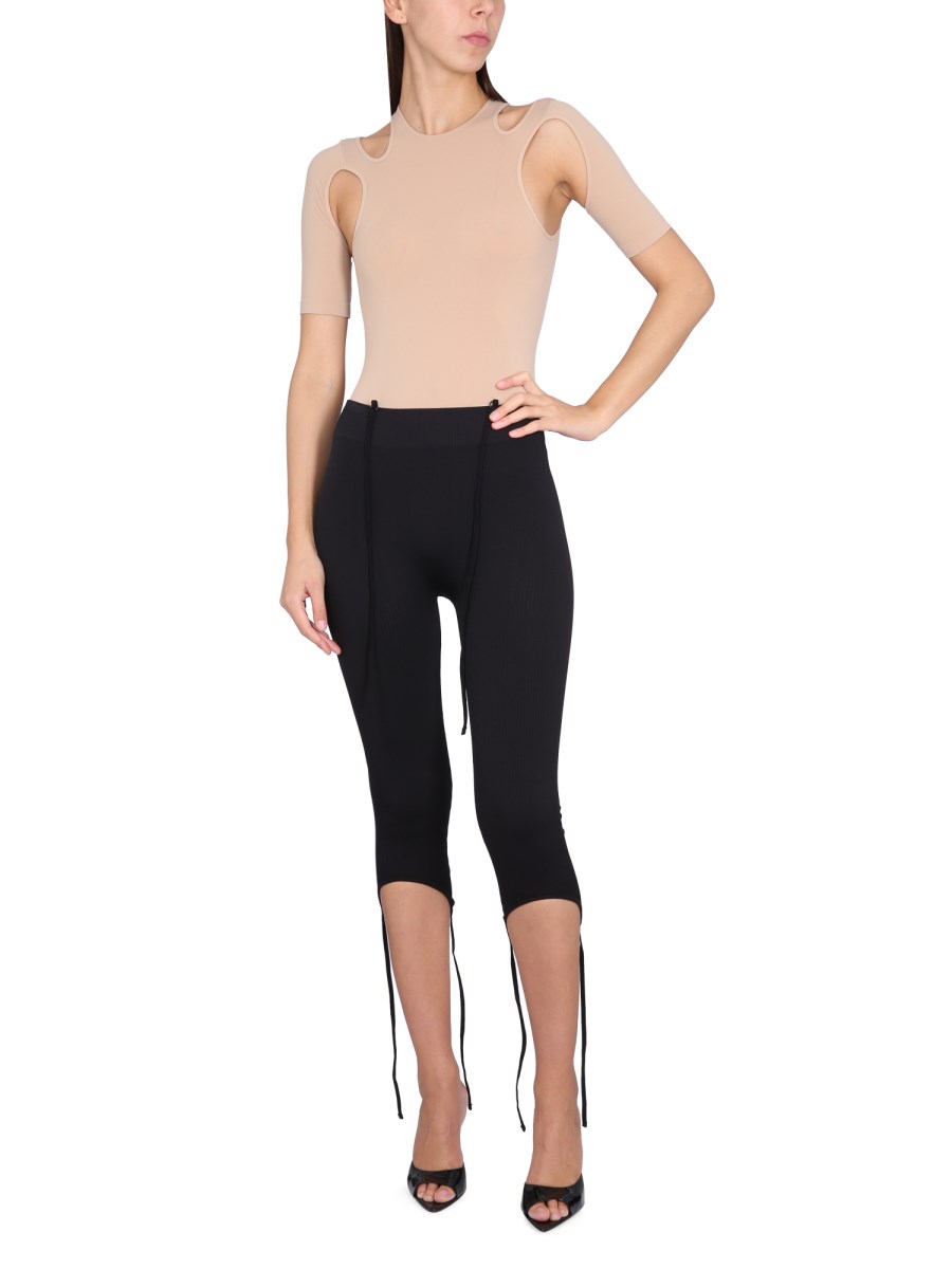 Ribbed jersey leggings w/ stirrups - Andreadamo - Women