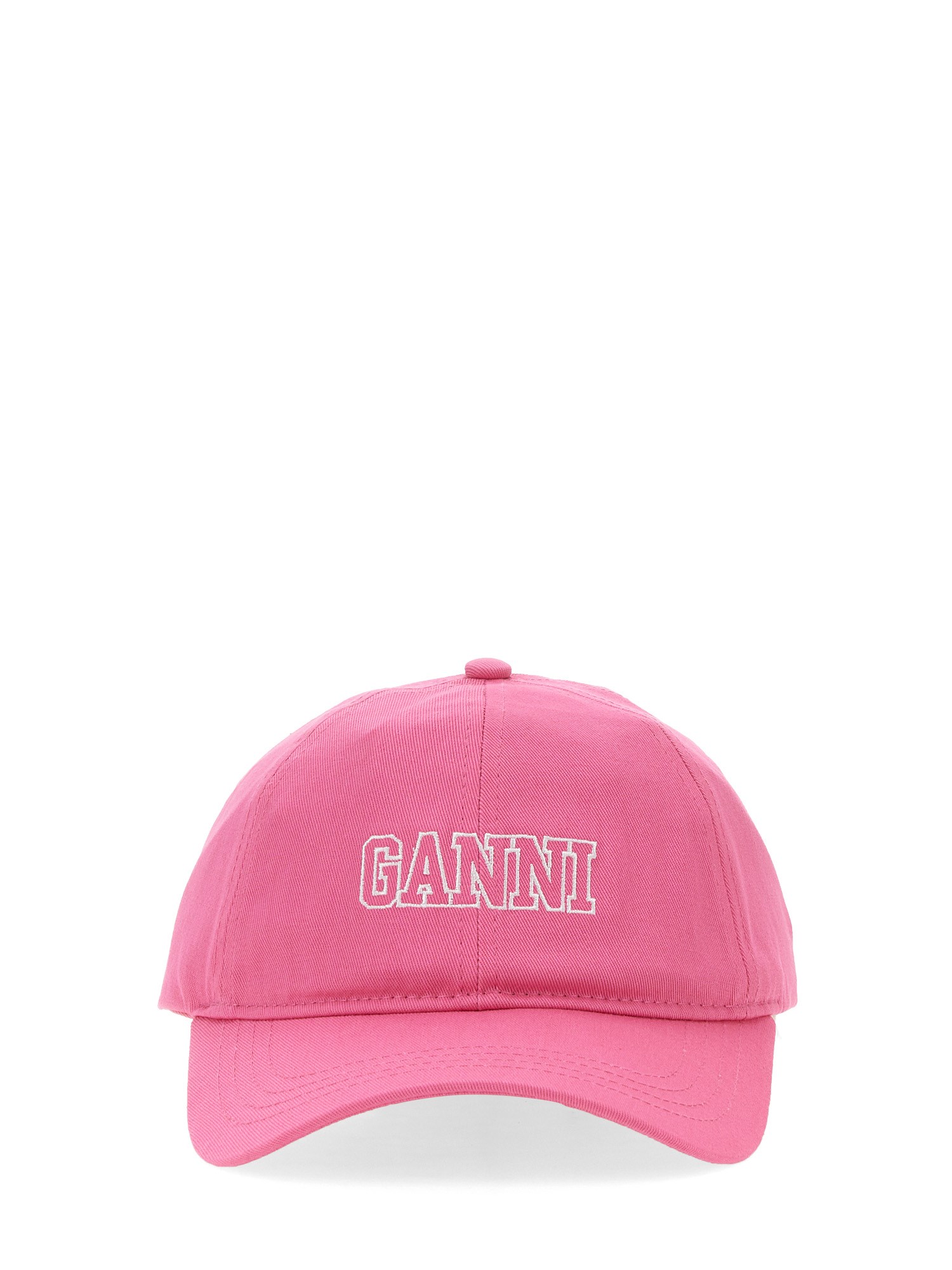 Ganni Logo Embroidery Baseball Cap In Pink