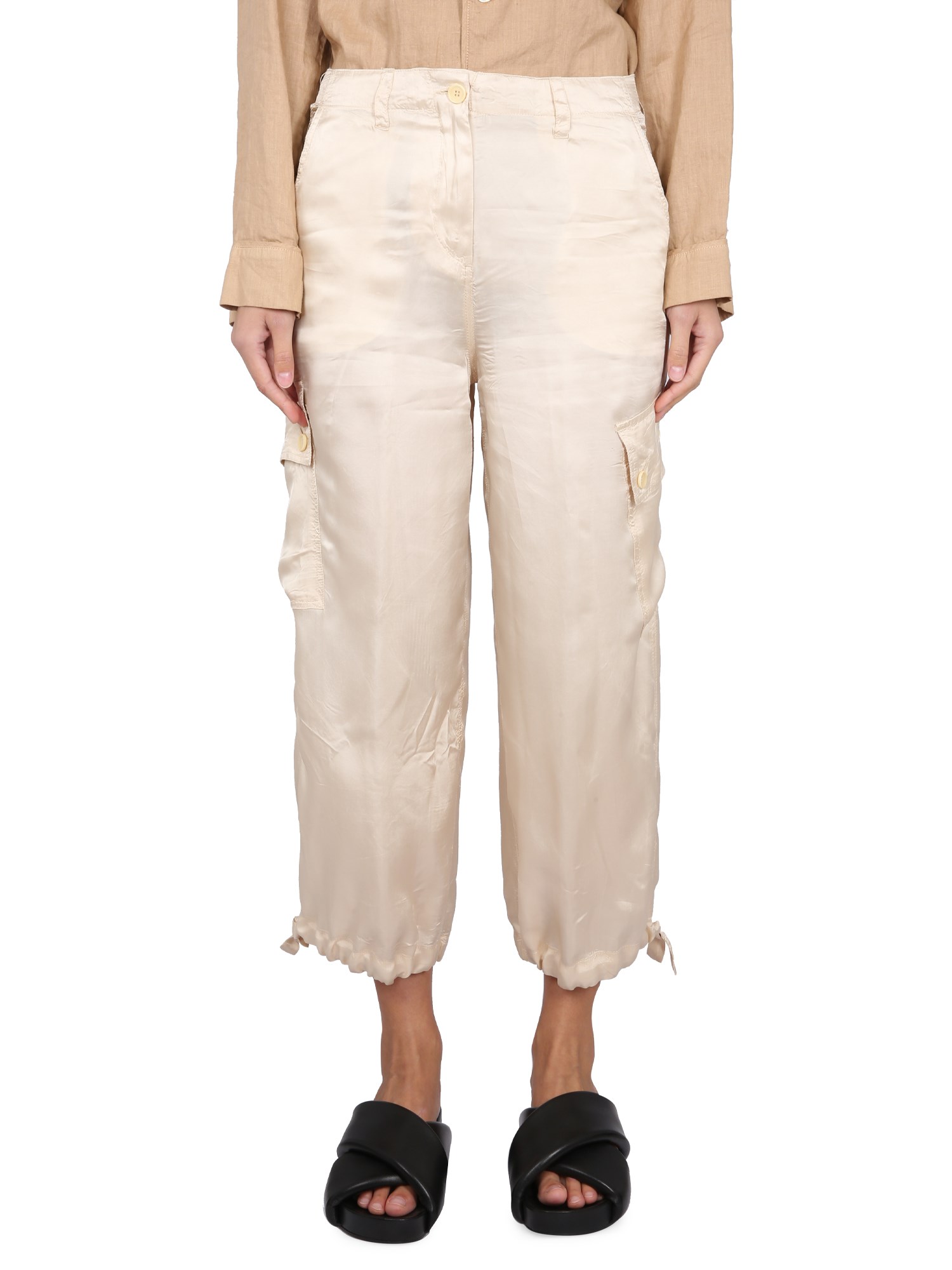 Shop Aspesi Cropped Pants In White