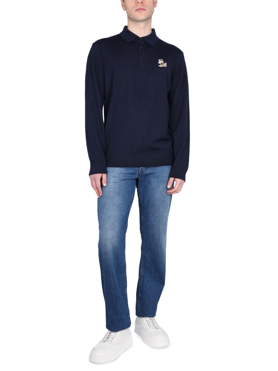 MAISON KITSUNÉ - DRESSED FOX WOOL PATCH POLO SHIRT - Eleonora Bonucci