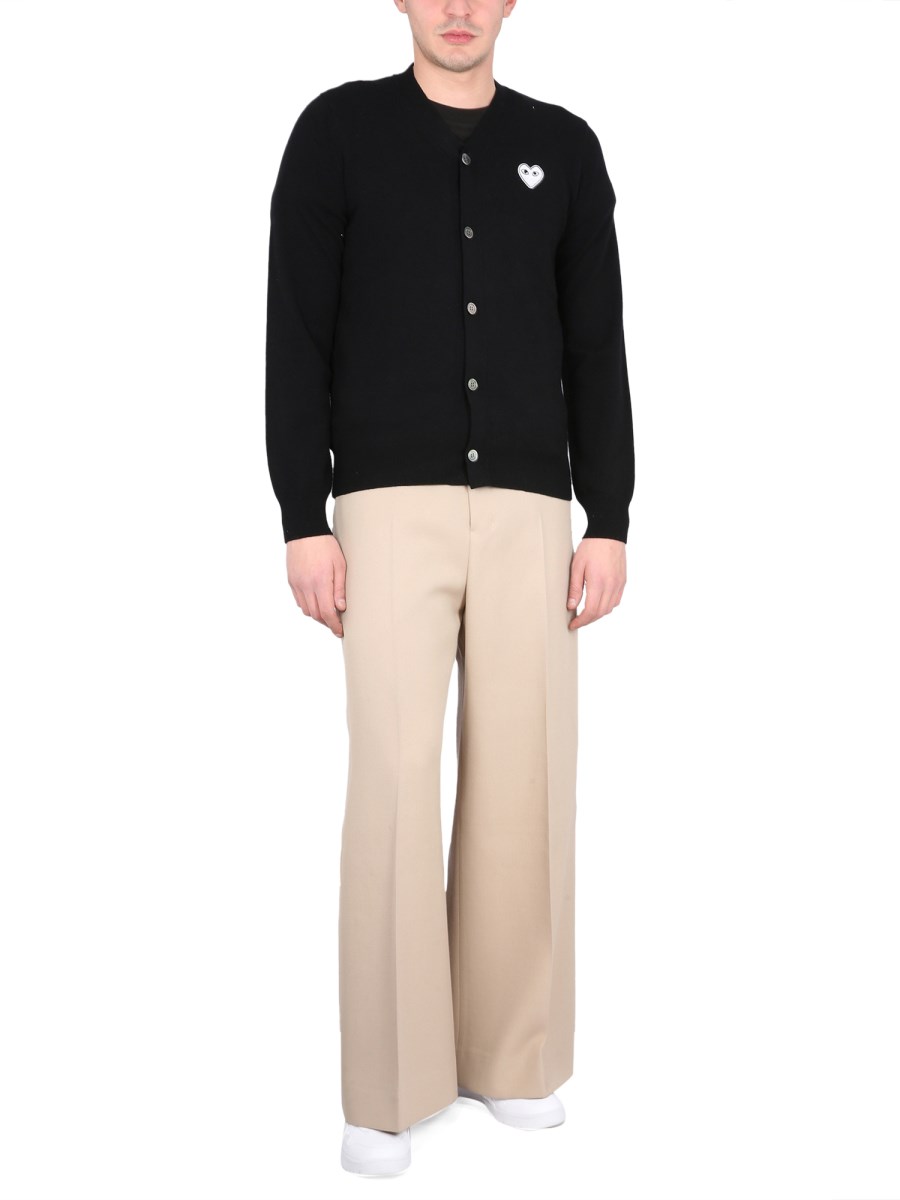 COMME DES GARCONS PLAY - WOOL CARDIGAN WITH LOGO - Eleonora COMME DES GARCONS PLAY - WOOL CARDIGAN WITH LOGO - Eleonora