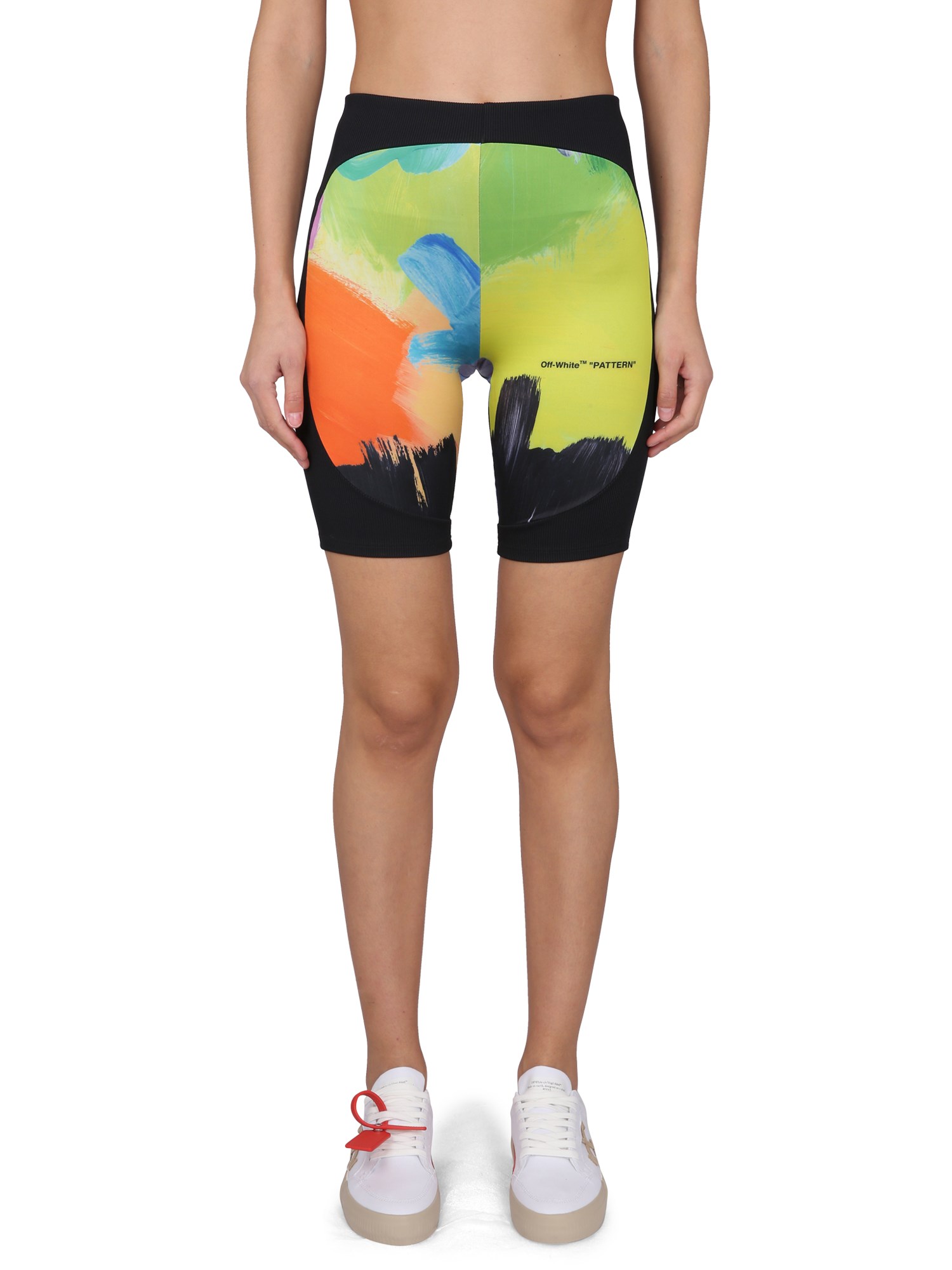 Off-white Brush Stroke Biker Shorts In Multicolour