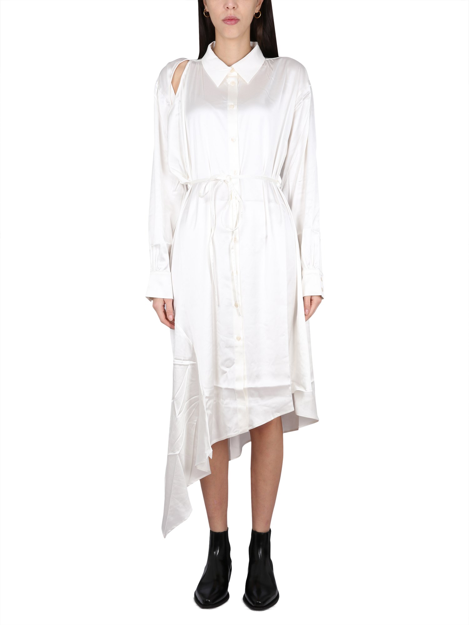 Acne Studios Satin Chemisier Dress In White