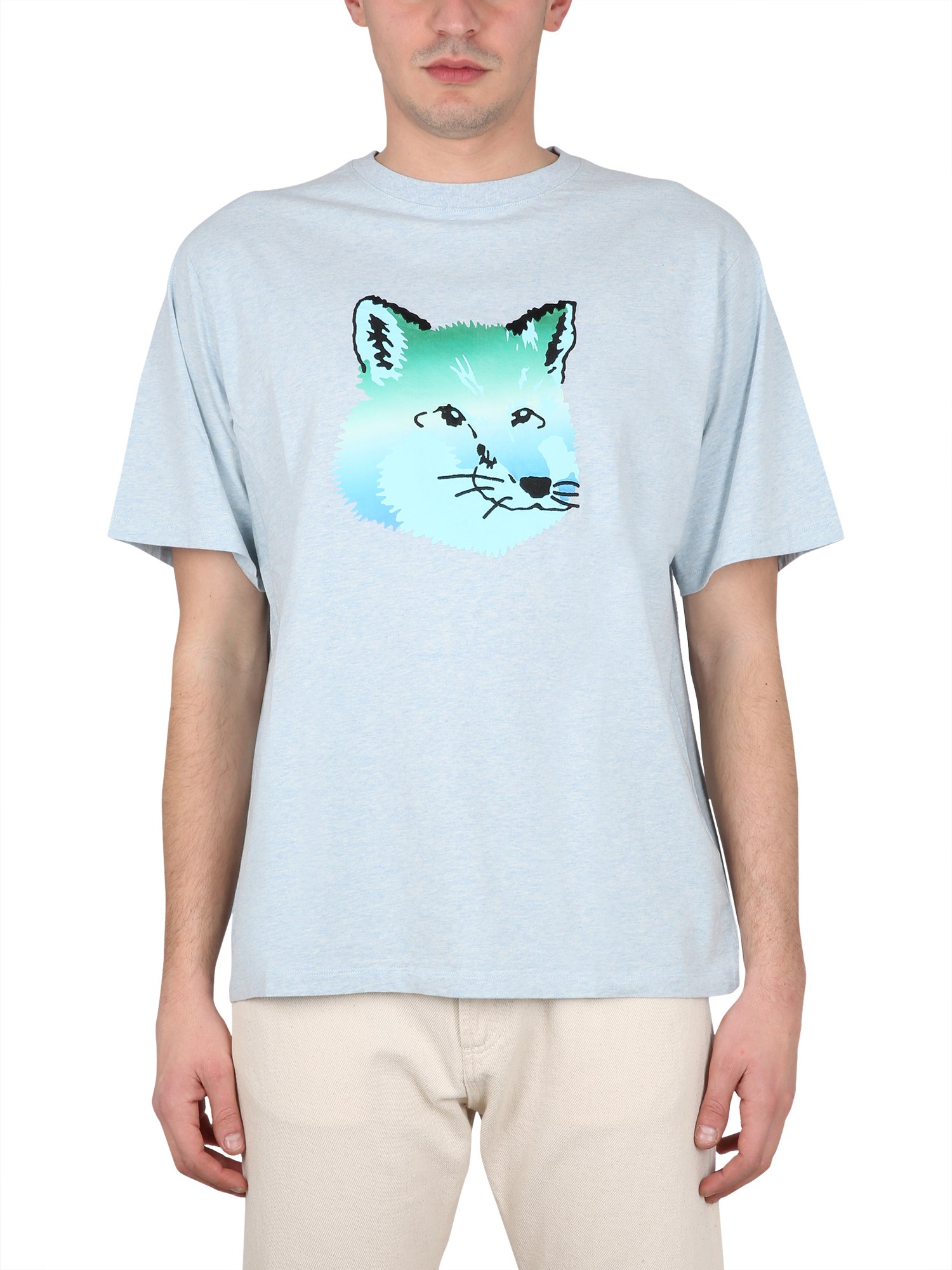 Shop Maison Kitsuné Fox Print T-shirt In Blue