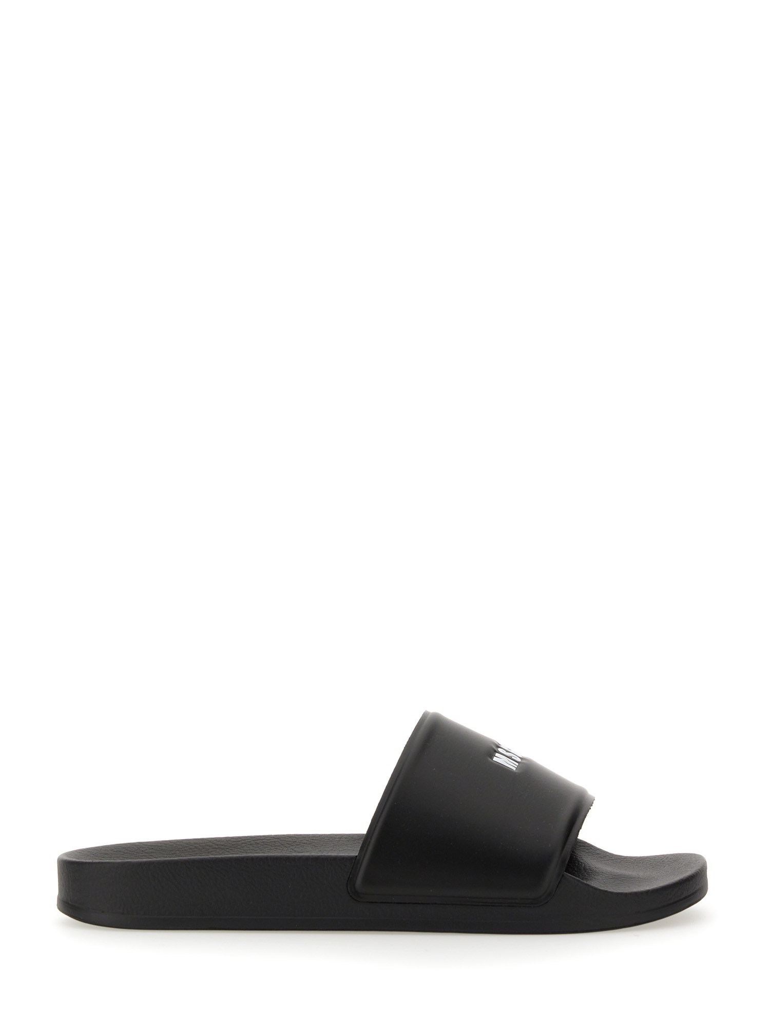 Shop Msgm Slide Sandal With Logo In Black