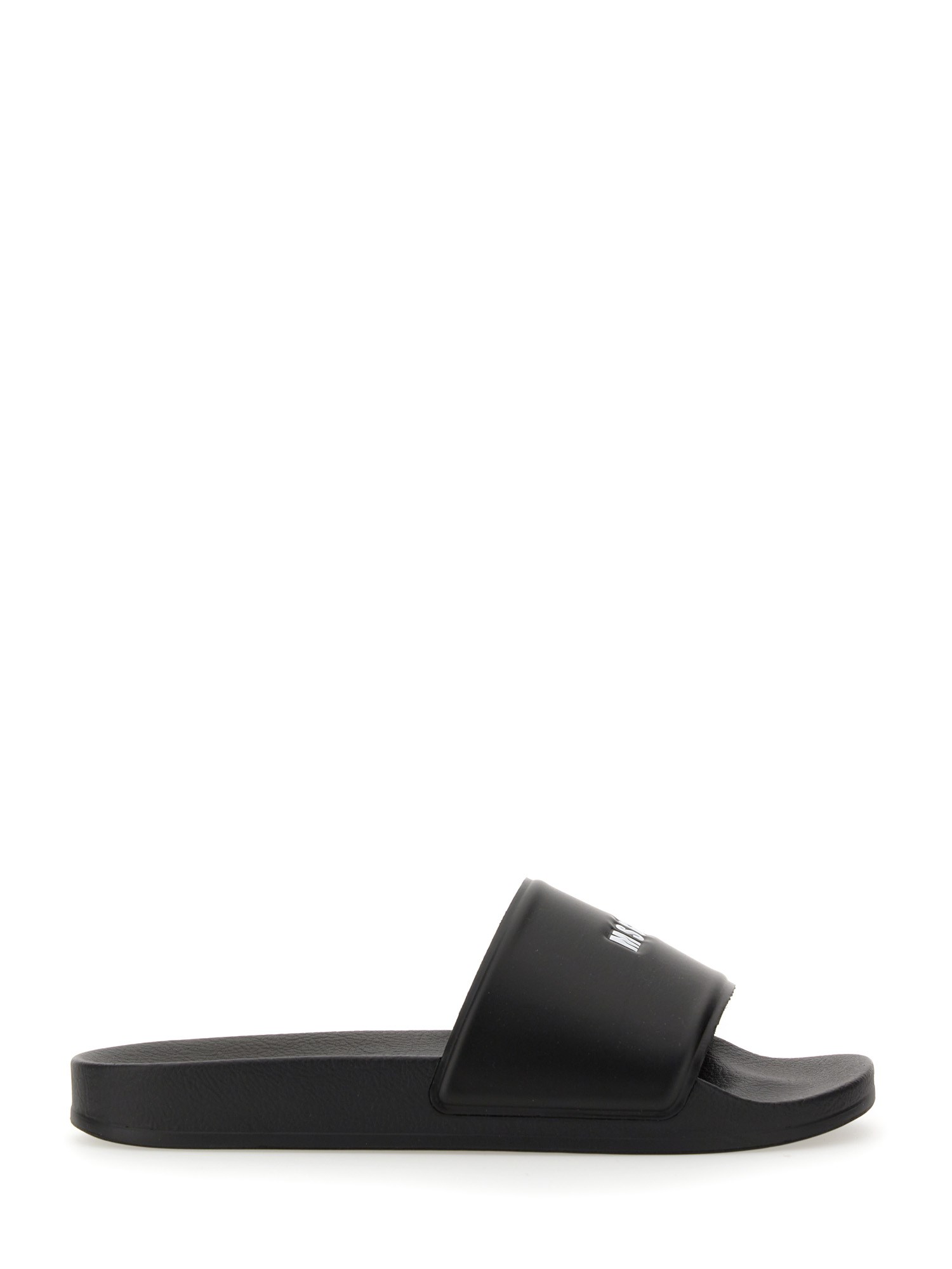 Msgm Slide Sandals With Micro Logo In Black