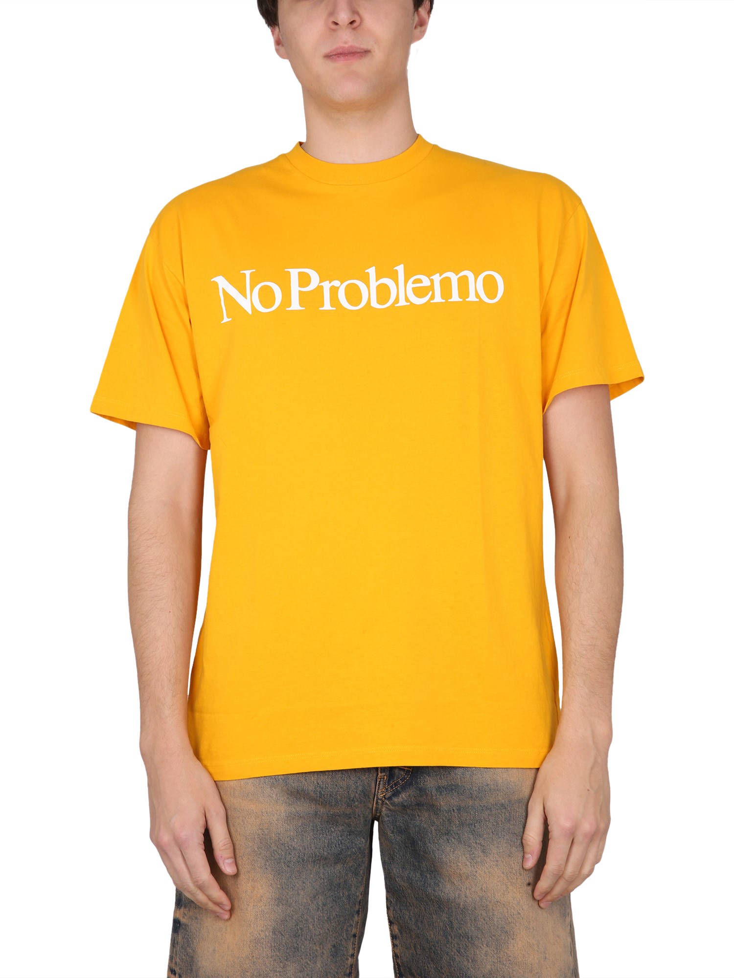 Shop Aries T-shirt No Problemo In Yellow