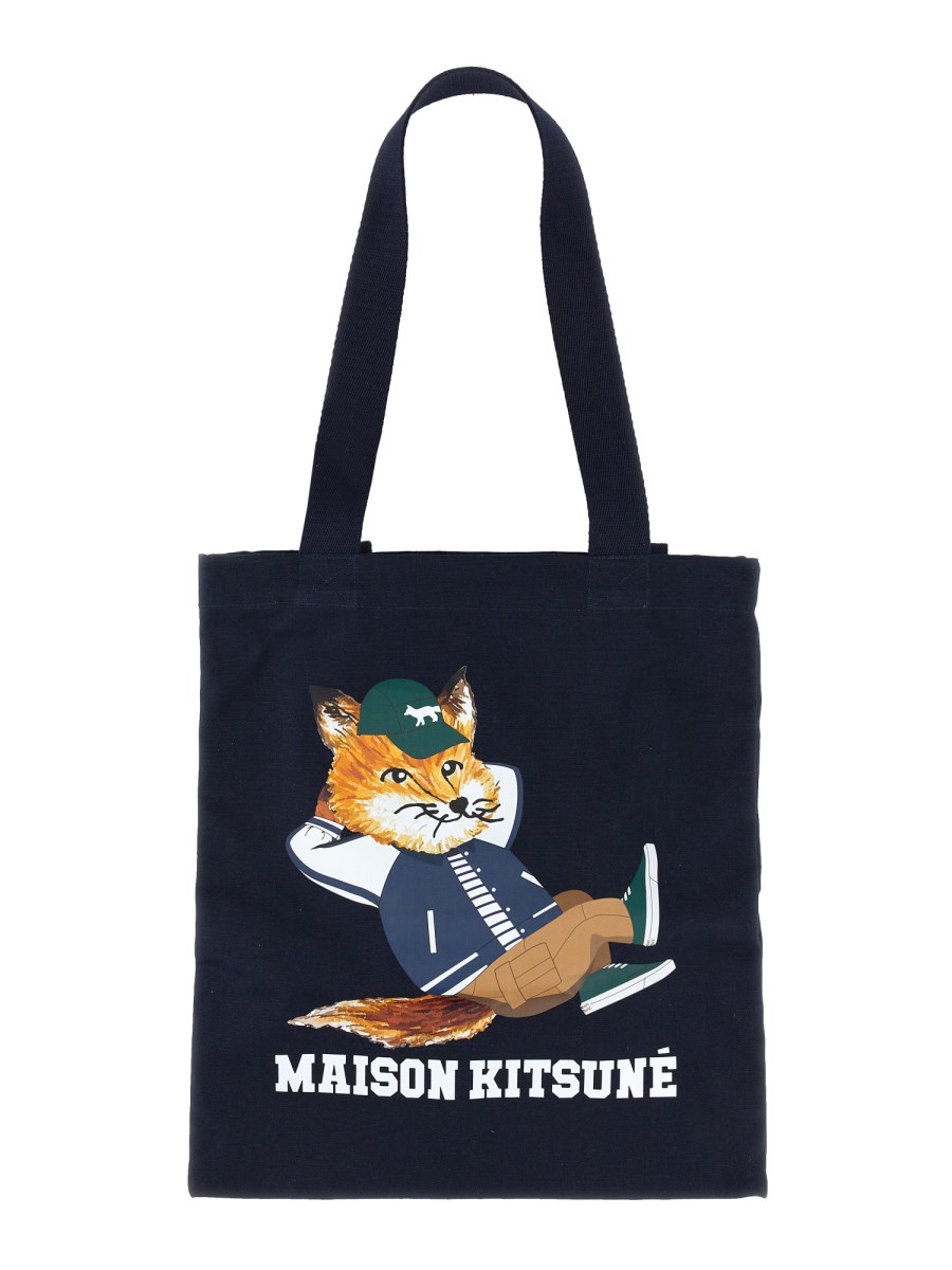 MAISON KITSUNE DRESSED FOX VERTICAL PRINT TOTE BAG Eleonora Bonucci