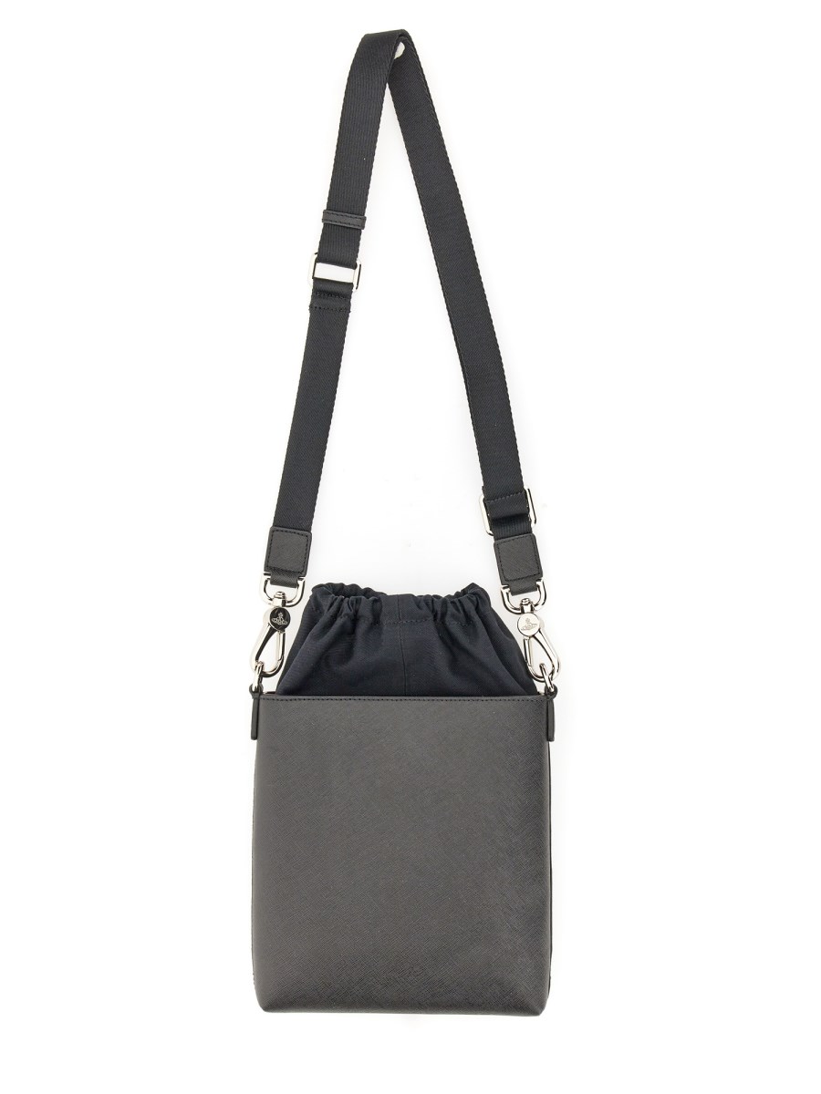 【VIVIENNE WESTWOOD】 LOGO PLAQUE DRAWSTRING SHOULDER BAG Vivienne Westwood Women's' Logo Plaque Drawstring Shoulder