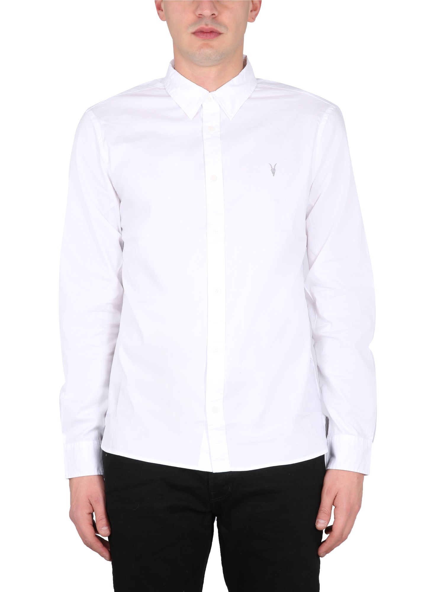 Allsaints Shirt With Logo Embroidery In White
