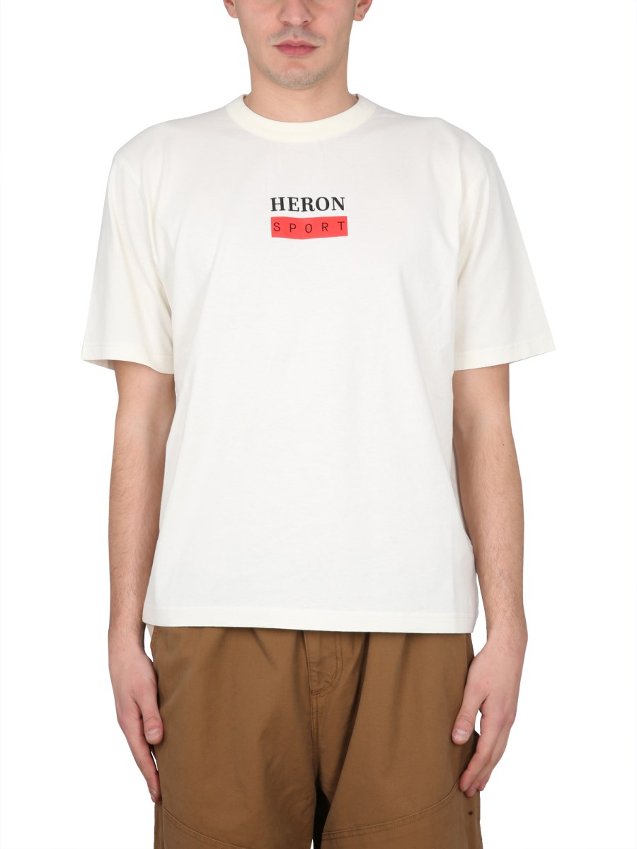 HERON PRESTON T-SHIRT IN JERSEY DI COTONE CON STAMPA LOGO