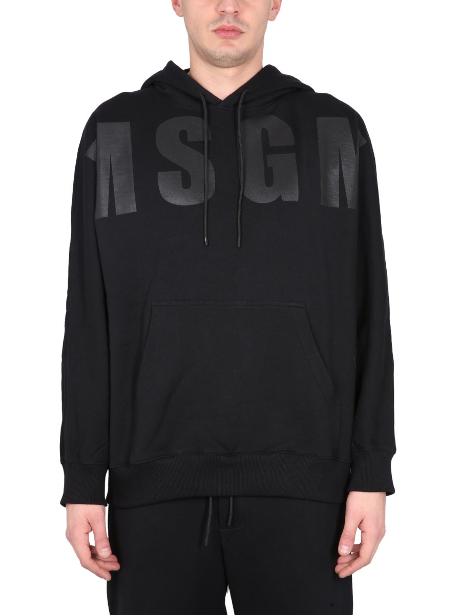 MSGM FELPA CON MAXI LOGO IN COTONE