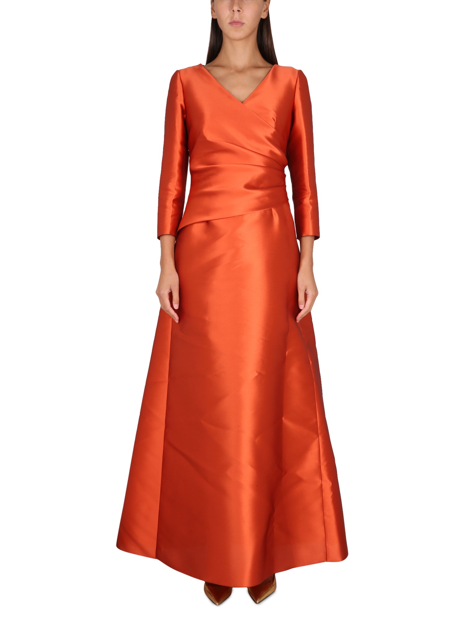 Shop Alberta Ferretti Silk Blend Dress In Red
