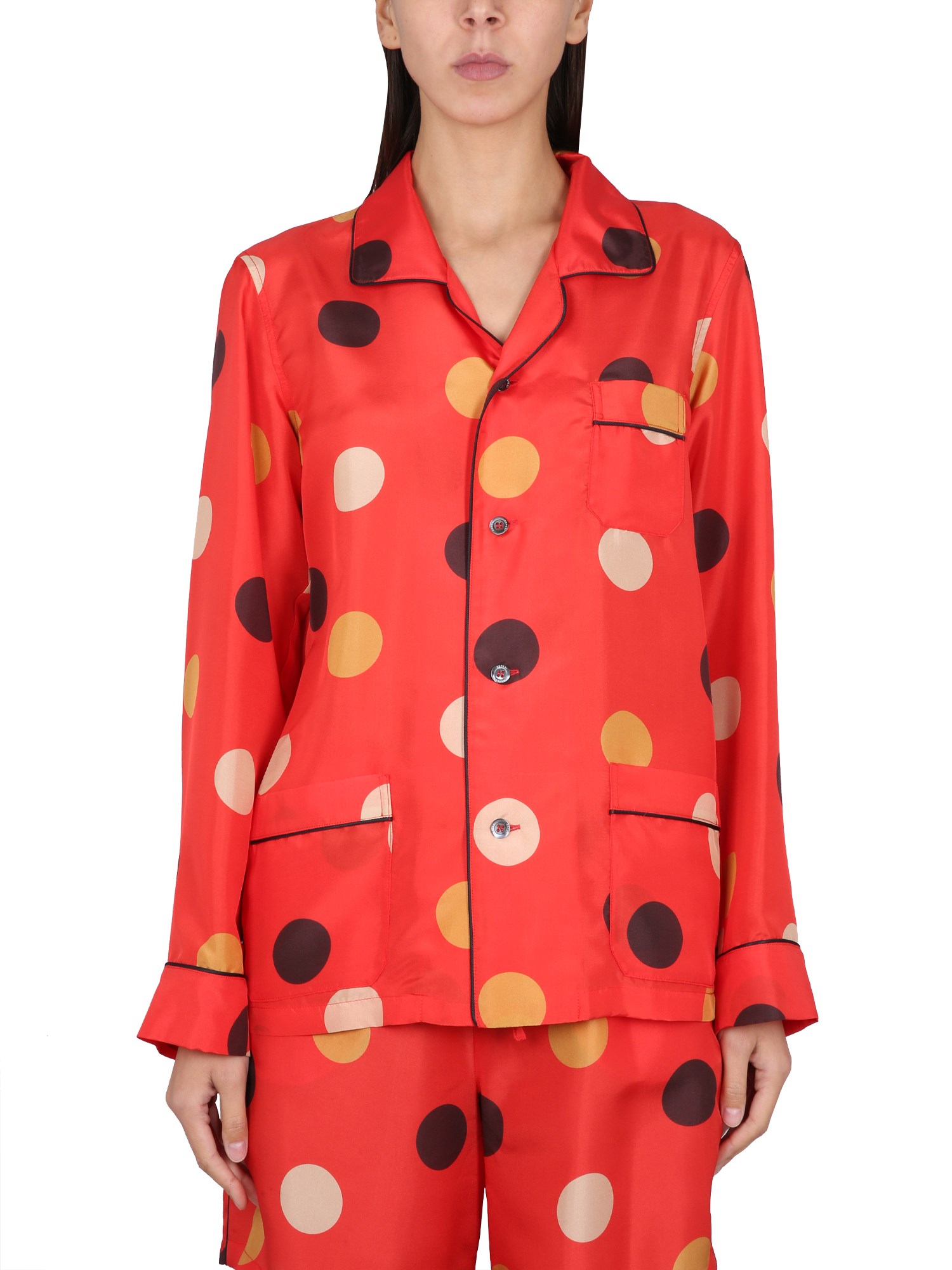 Aspesi Dot-print Silk Shirt In Orange