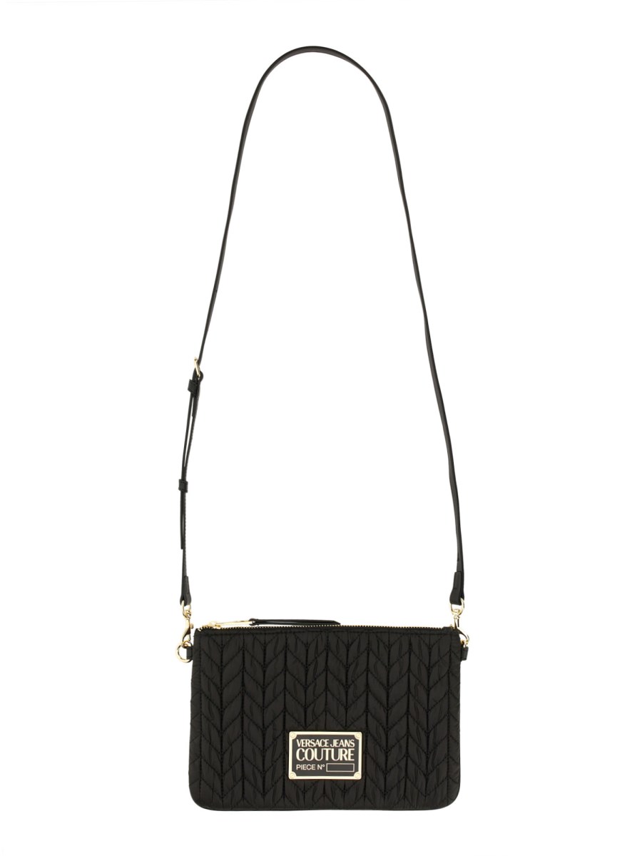 VERSACE JEANS COUTURE: bag in nylon with logo patch - Black