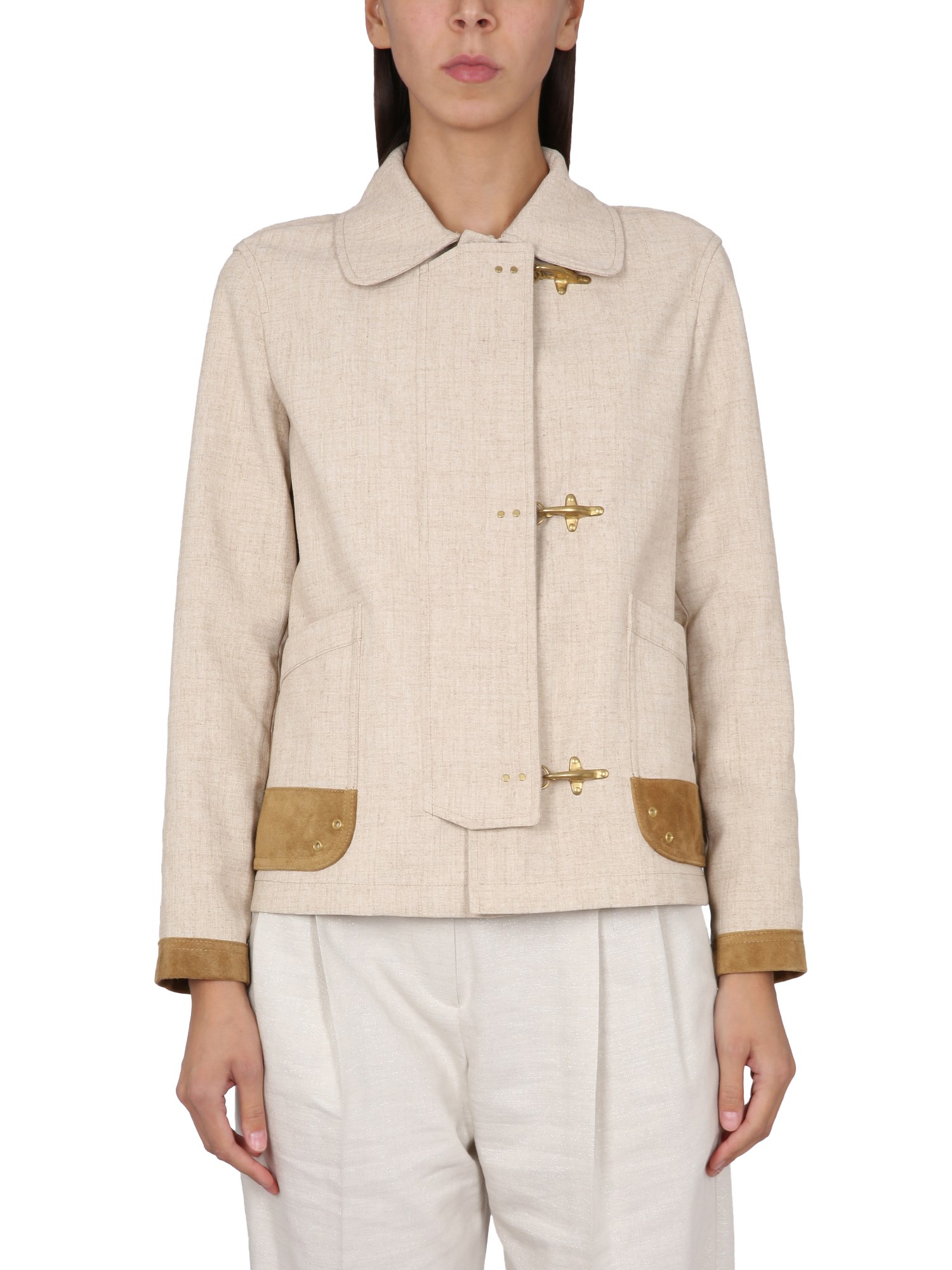 Fay hook-detail poplin parka - Neutrals