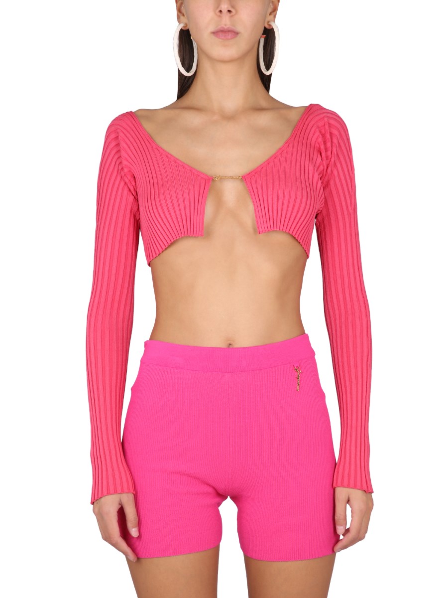 Womens Jacquemus pink Long-Sleeve Crop Top