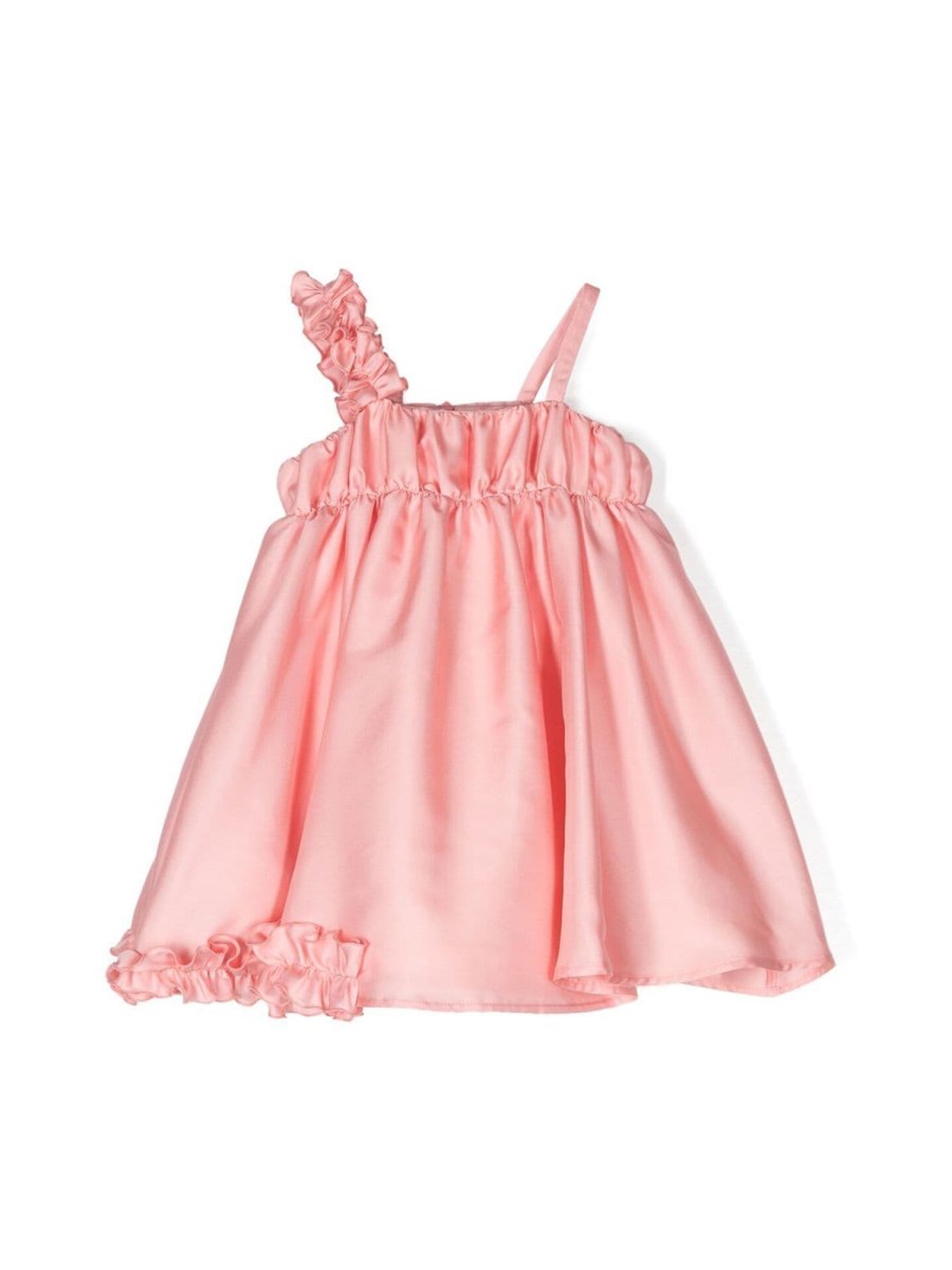 RUFFLED SATIN DRESS