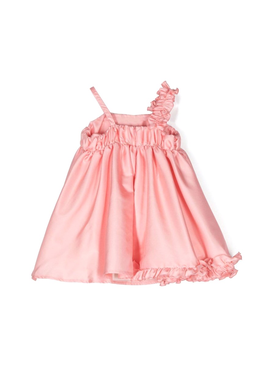 RUFFLED SATIN DRESS