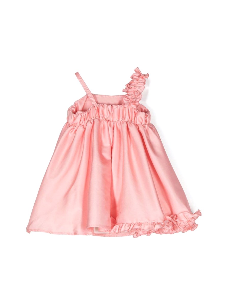 RUFFLED SATIN DRESS