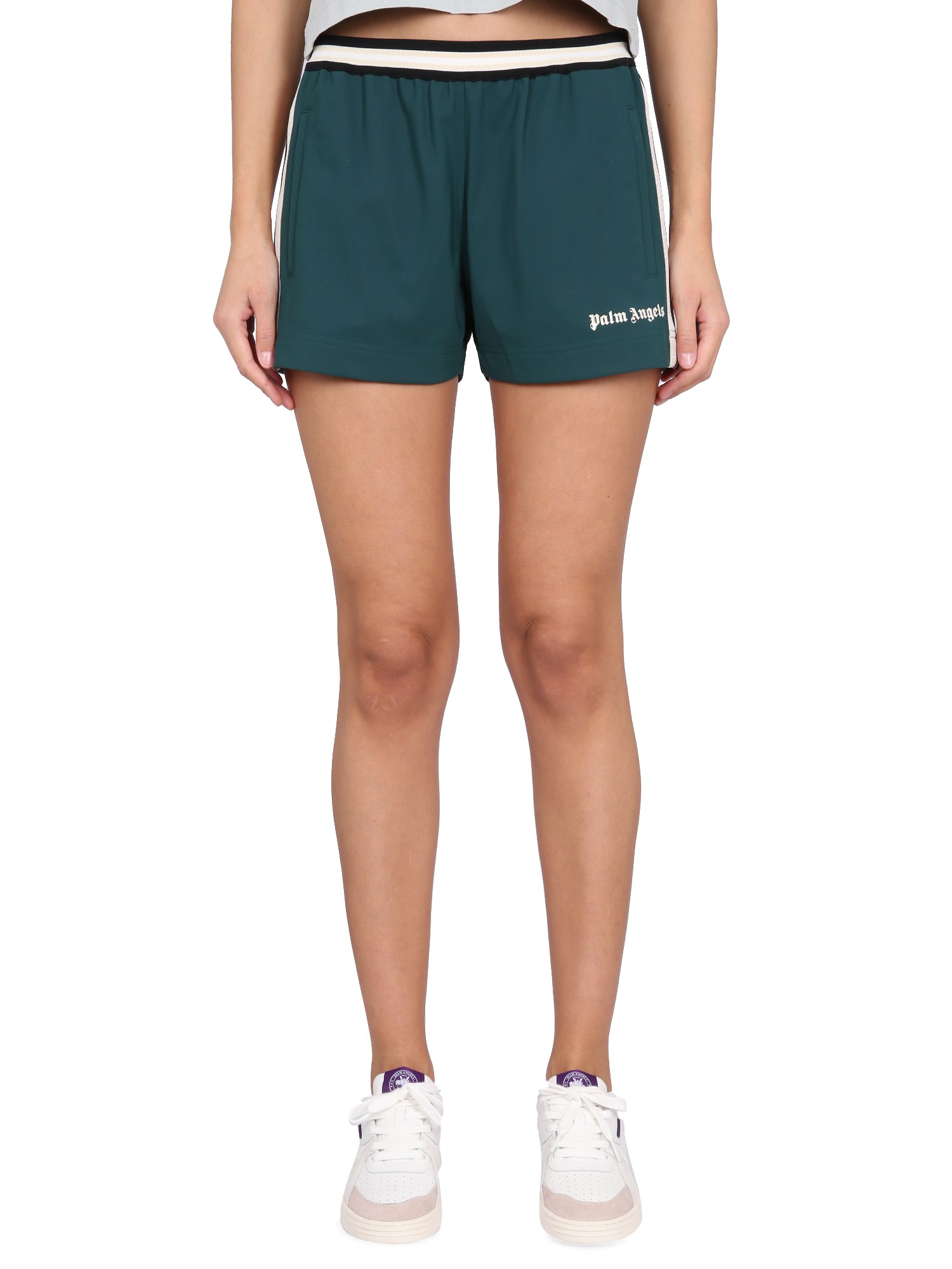 Shop Palm Angels Sports Shorts In Green