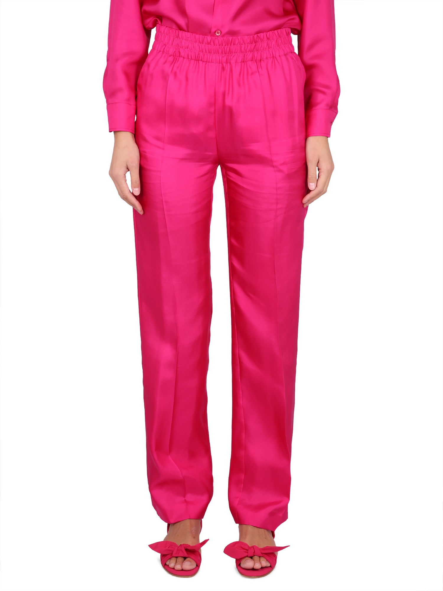 Shop Red Valentino Silk Pants In Fuchsia