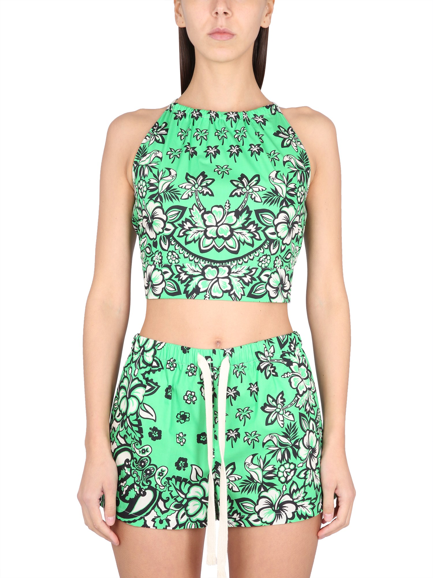 Red Valentino Carre' Bandana Top In Green
