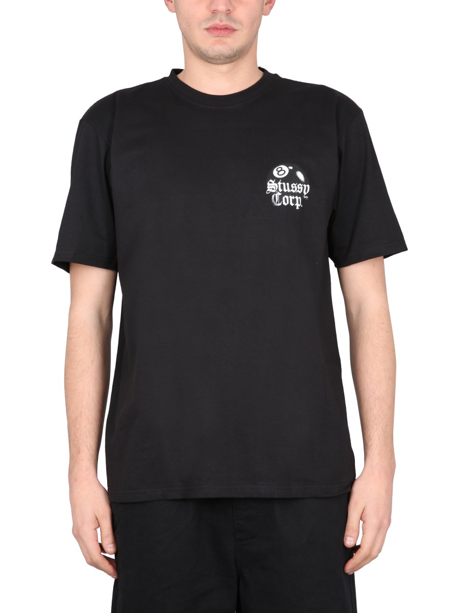 STUSSY - CREWNECK COTTON JERSEY T-SHIRT WITH LOGO PRINT - Eleonora Bonucci