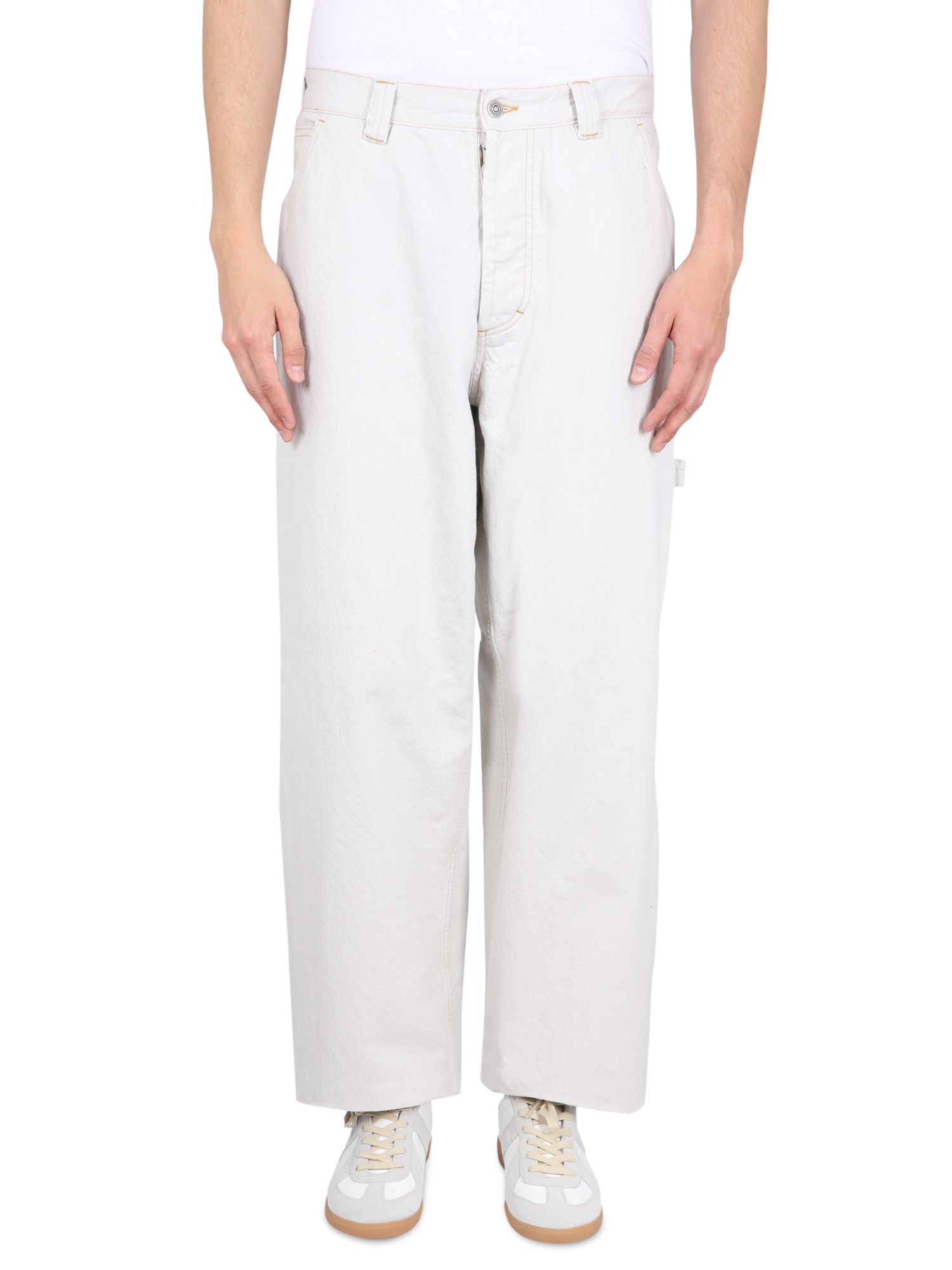 Maison Margiela Men's Cotton Denim Trousers In White