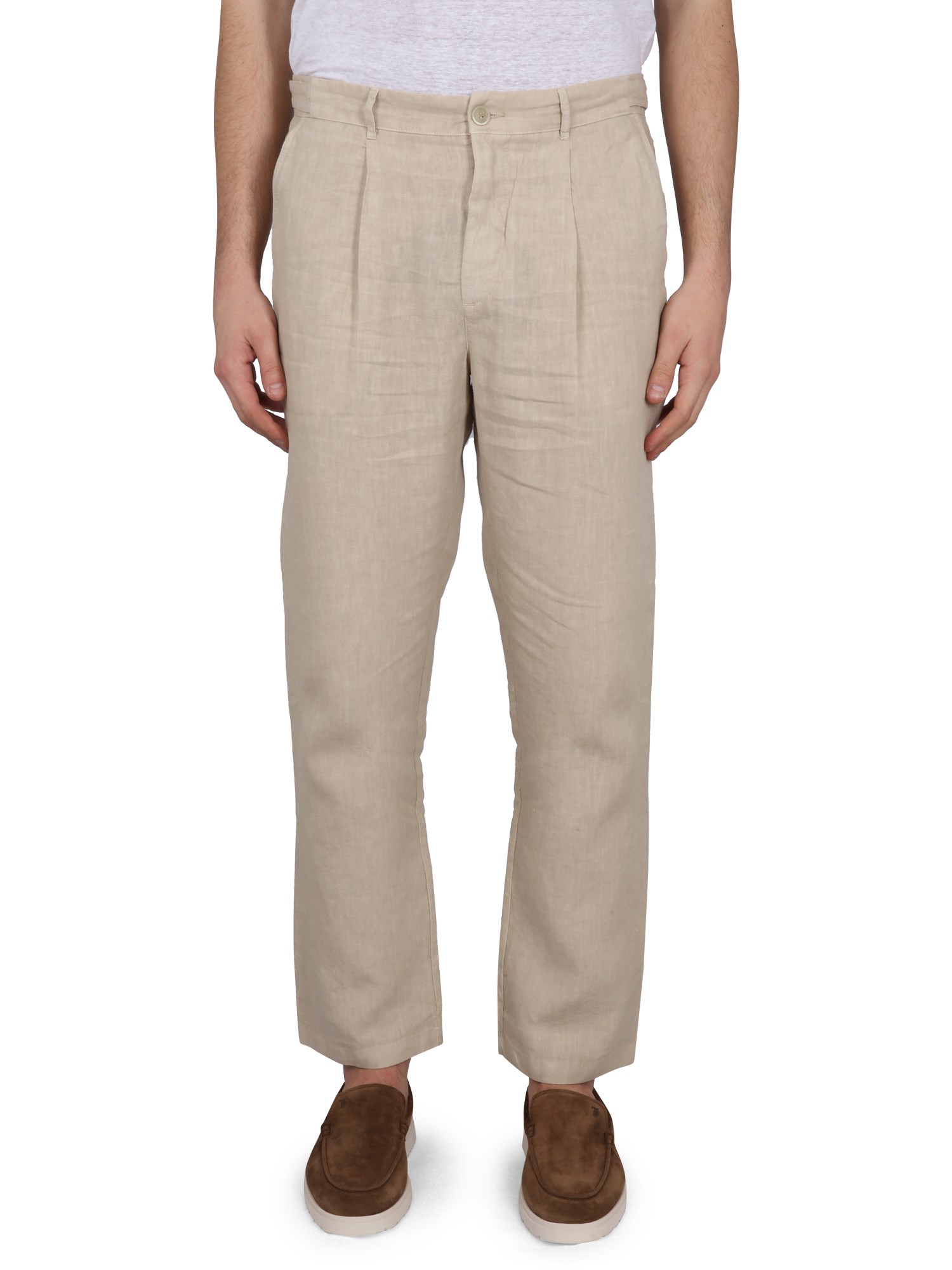 Shop 120% Lino Linen Pants In Brown