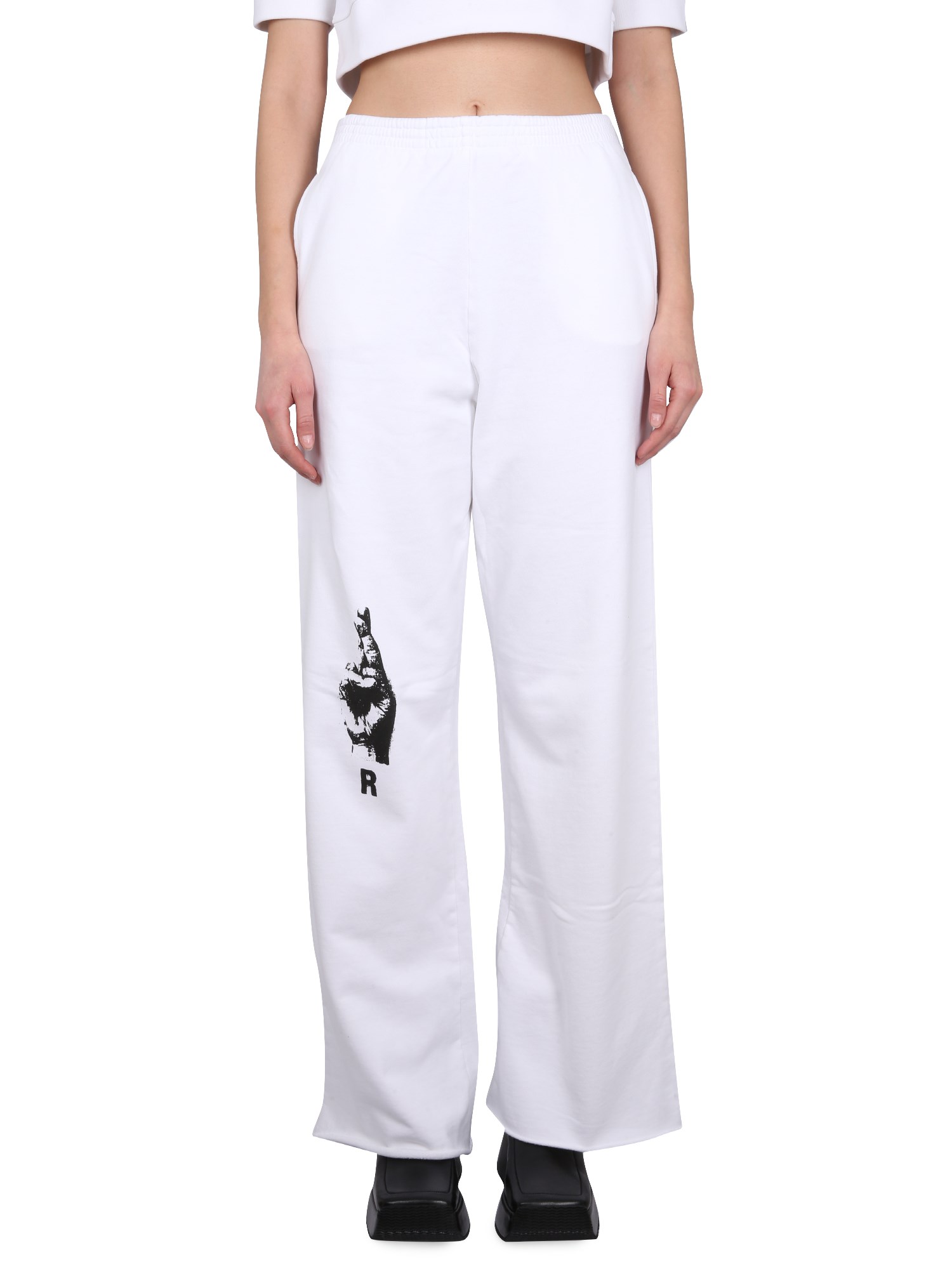 Raf Simons Graphic-print Cotton Track Trousers In White