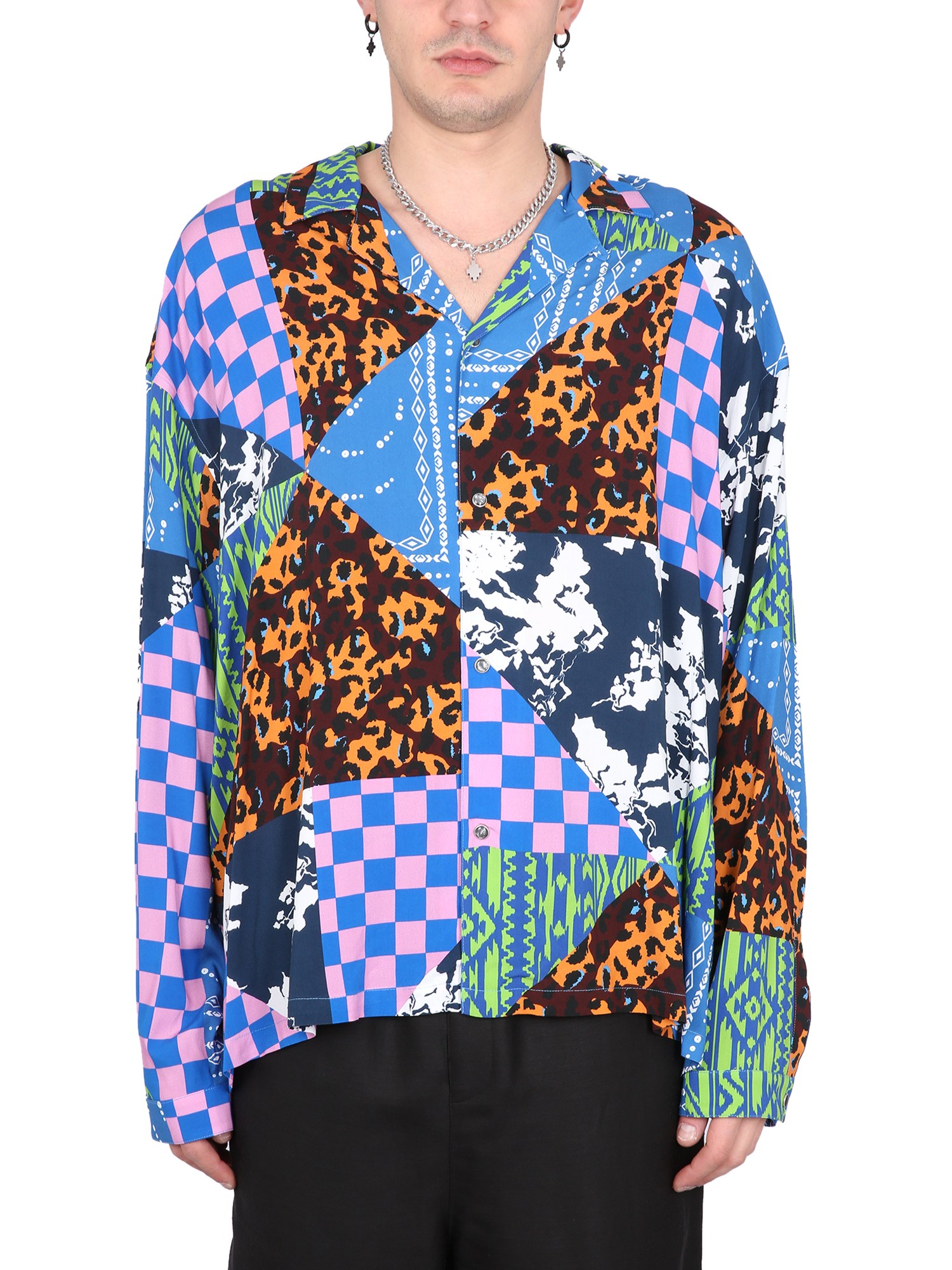 Shop Marcelo Burlon County Of Milan Hawaii Mix & Match Shirt In Blue