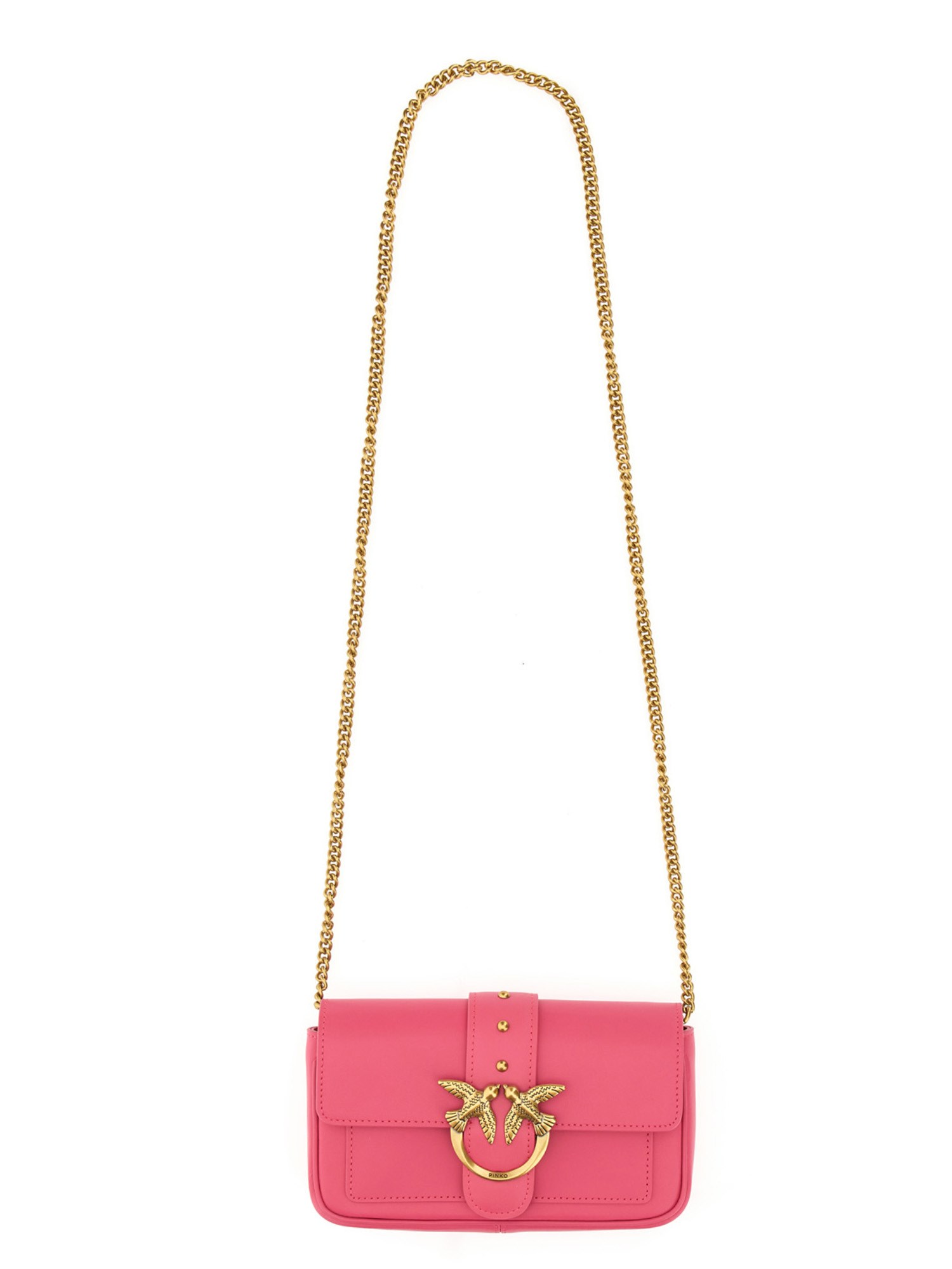 Pinko Pink Leather Love One Pocket Shoulder Bag In Fuchsia | ModeSens