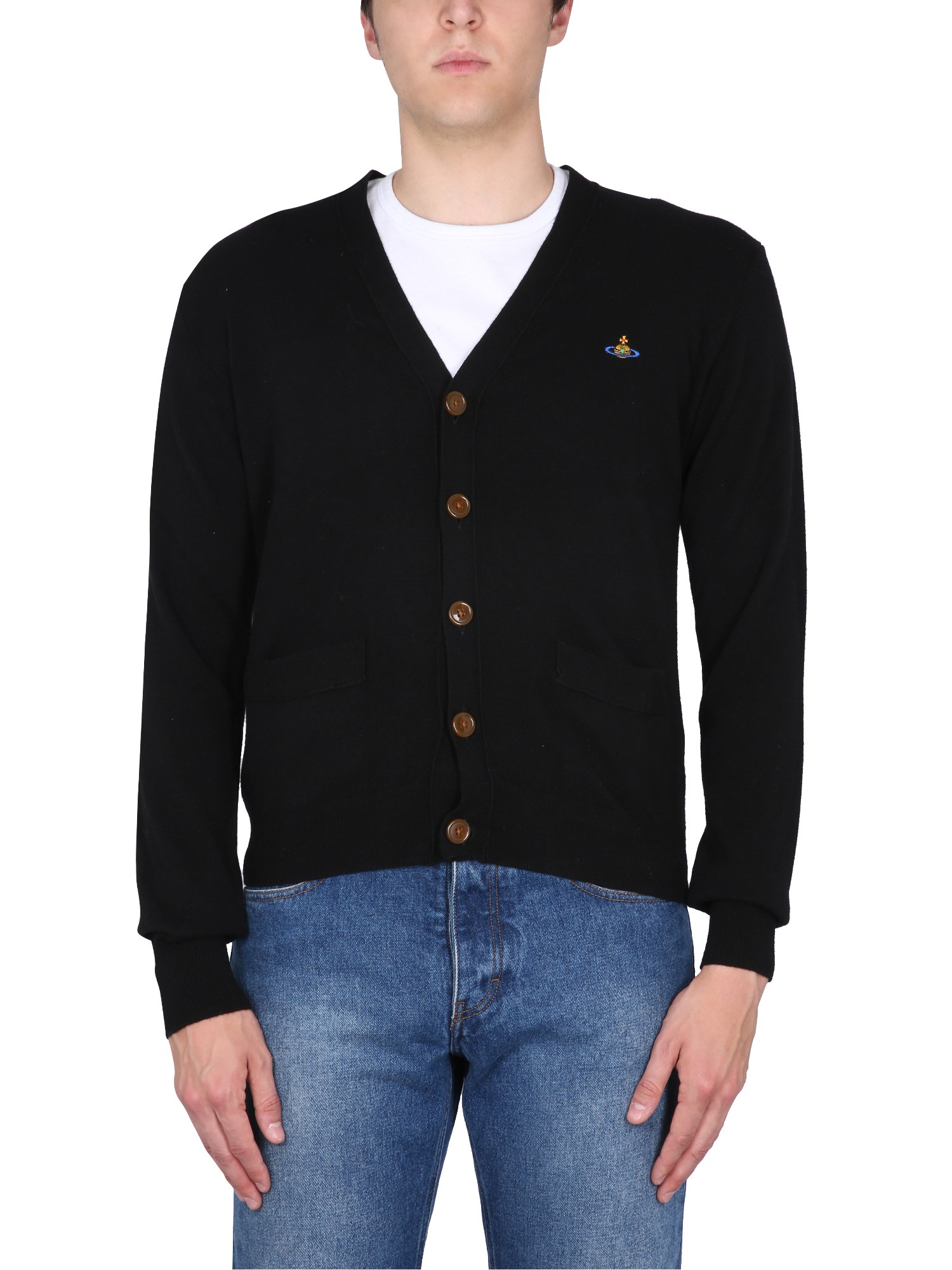 Vivienne Westwood Cardigan With Orb Embroidery In Black