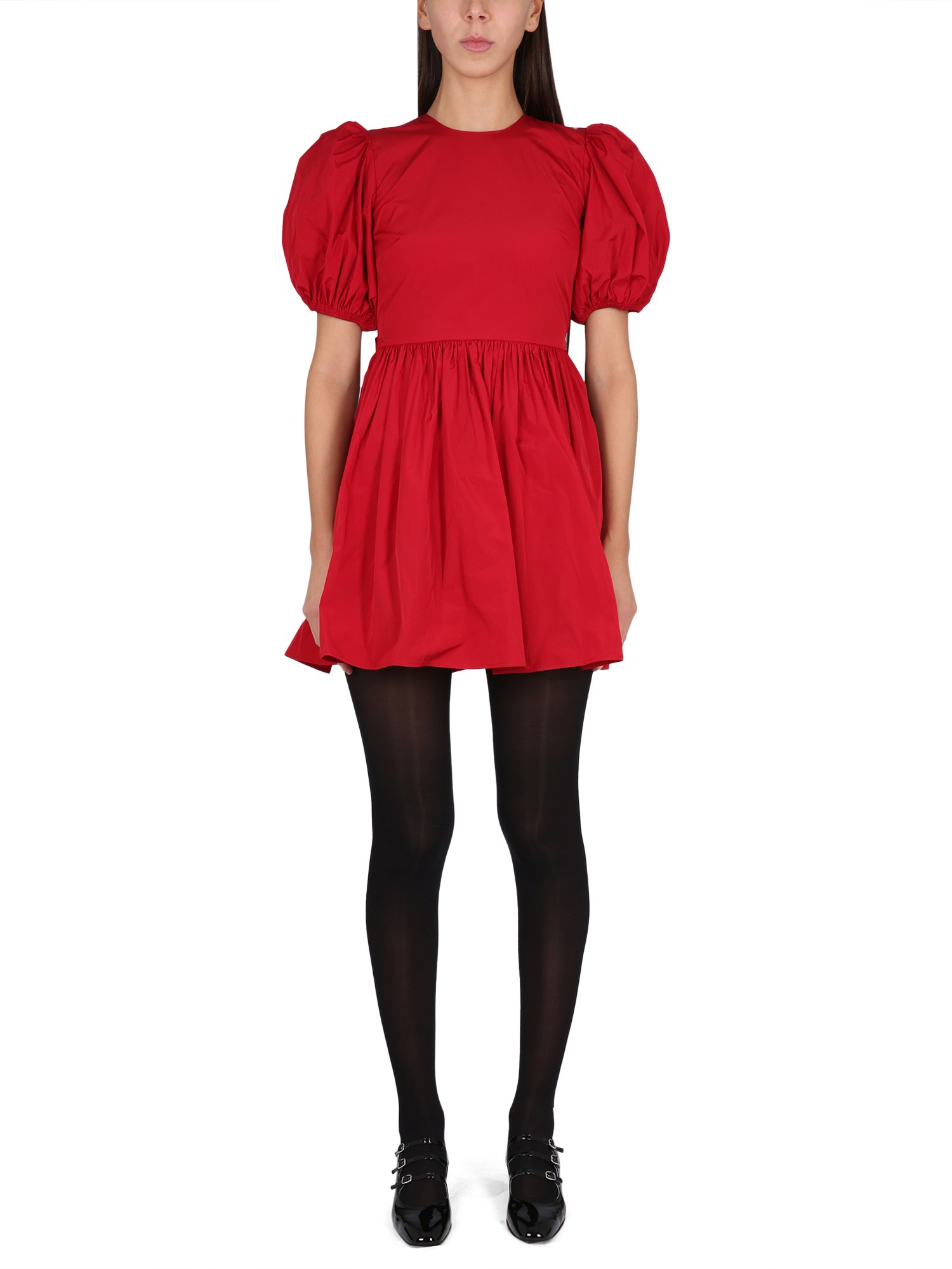 Shop Red Valentino Taffeta Dress With Bow In Red