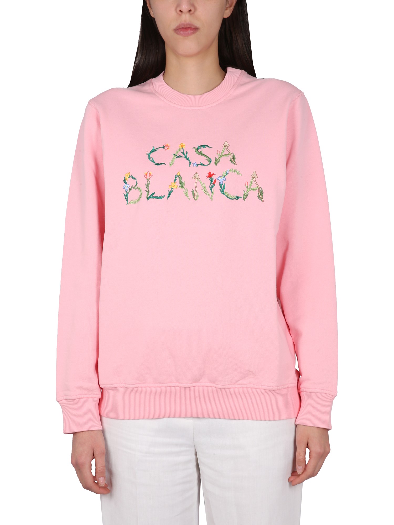 Shop Casablanca Sweatshirt With Logo In Pink