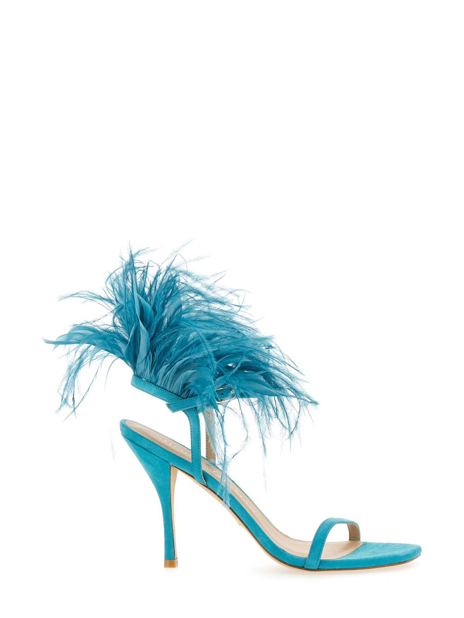 Shop Stuart Weitzman Sandal Plume 100 In Baby Blue