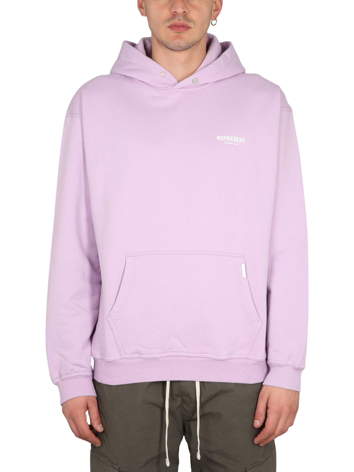 Represent Logo-print Cotton Hoodie In Lilac