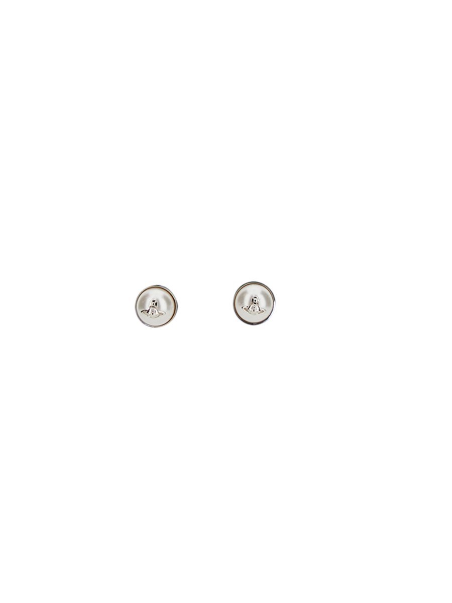 VIVIENNE WESTWOOD - OLGA EARRINGS WITH PEARLS AND LOGO - Eleonora Bonucci