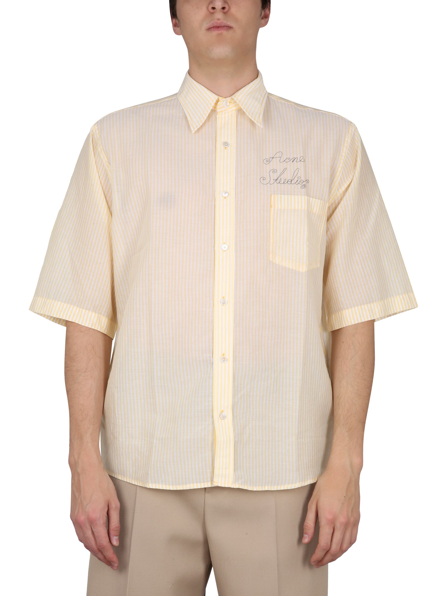 Acne Studios Shirt With Logo In Yellow