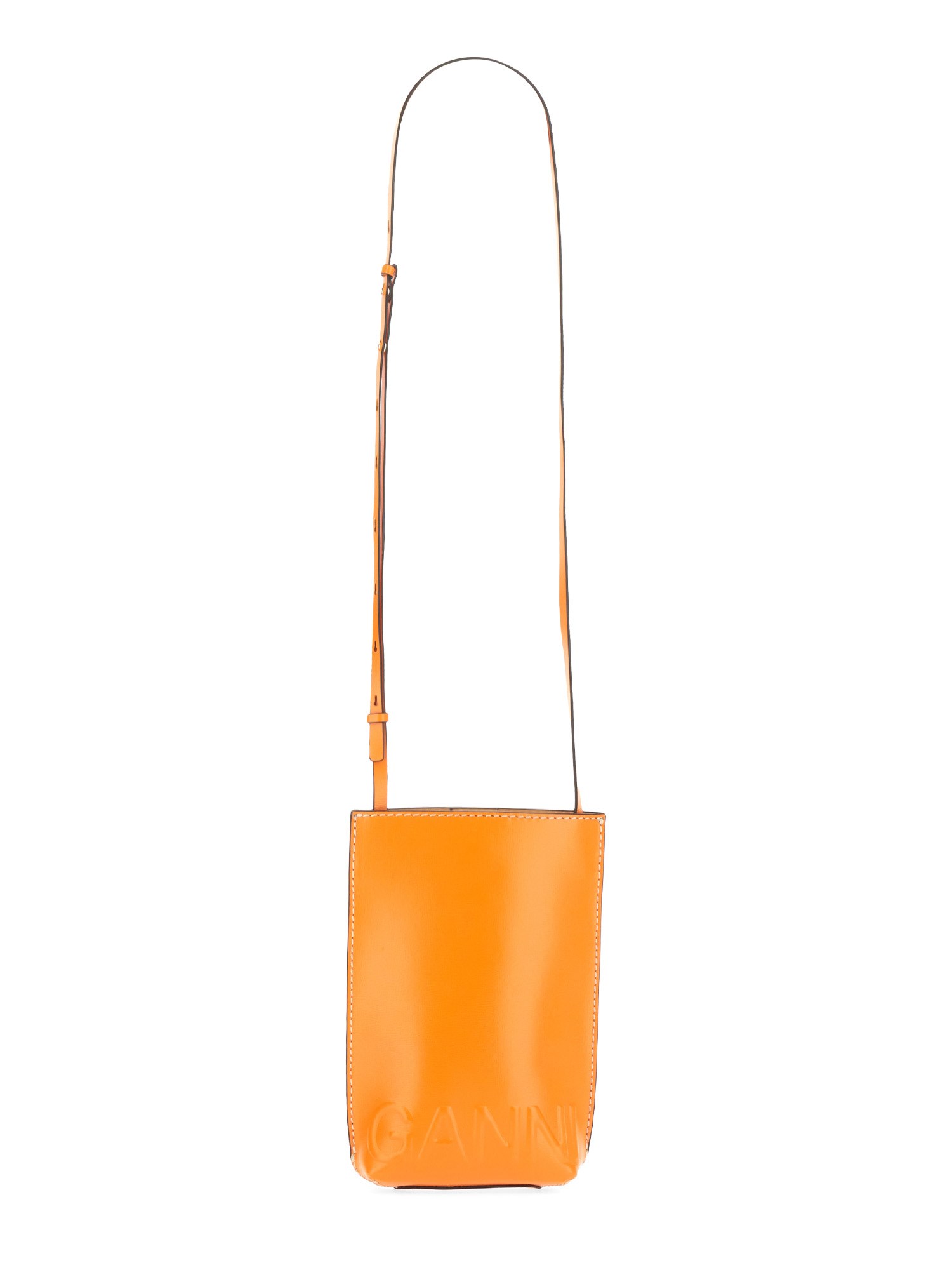 Ganni Small Banner Crossbody Bag In Orange