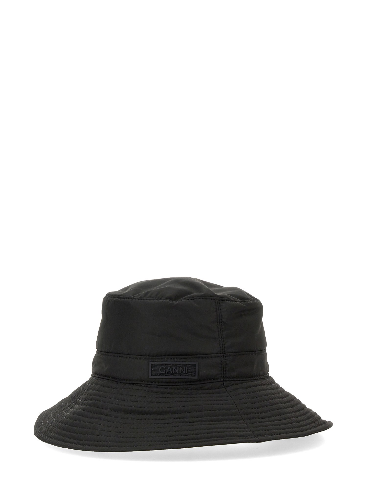 Ganni Recycled Tech Fabric Bucket Hat In Black